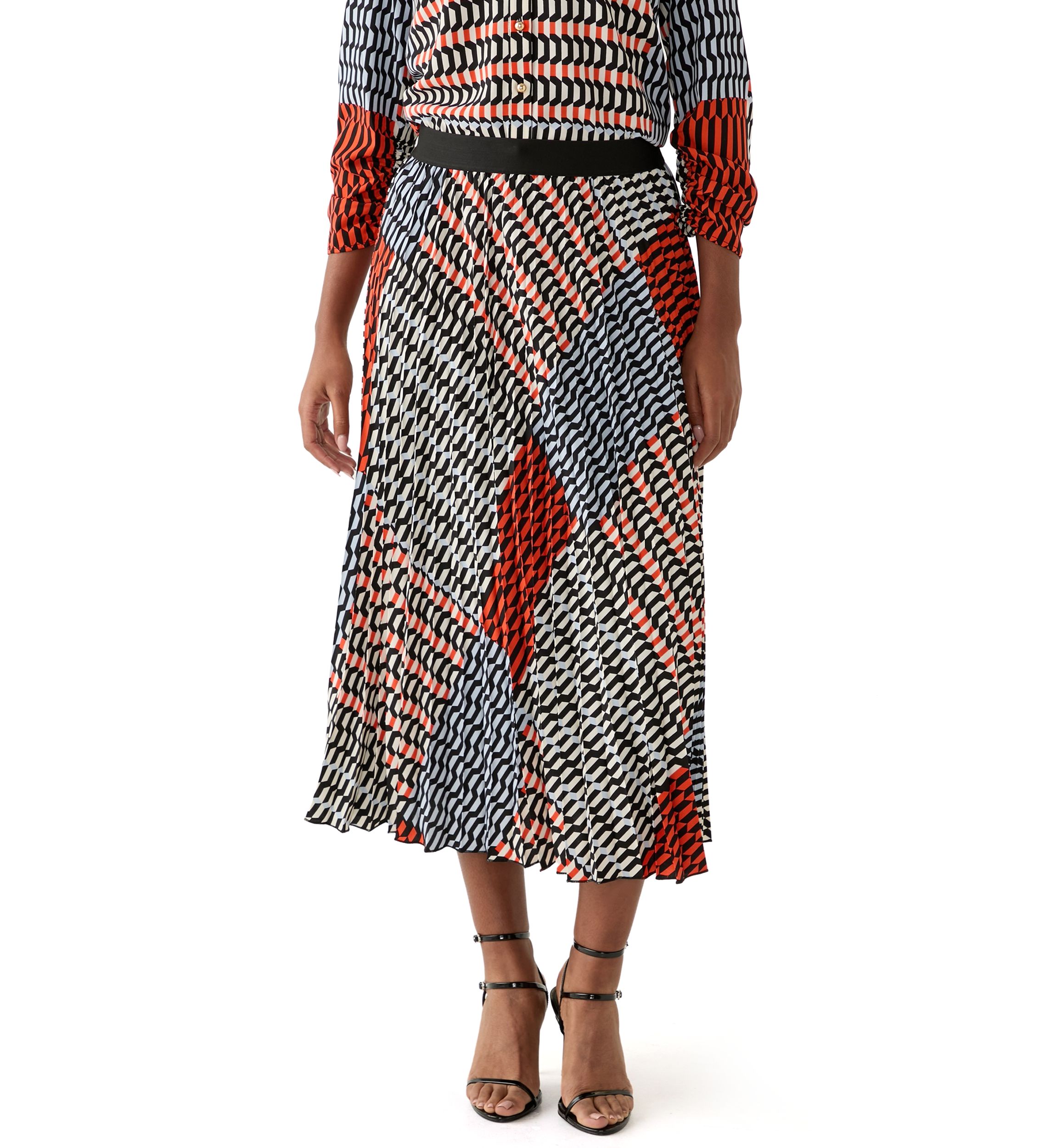 Womens Printed Pleated Skirt