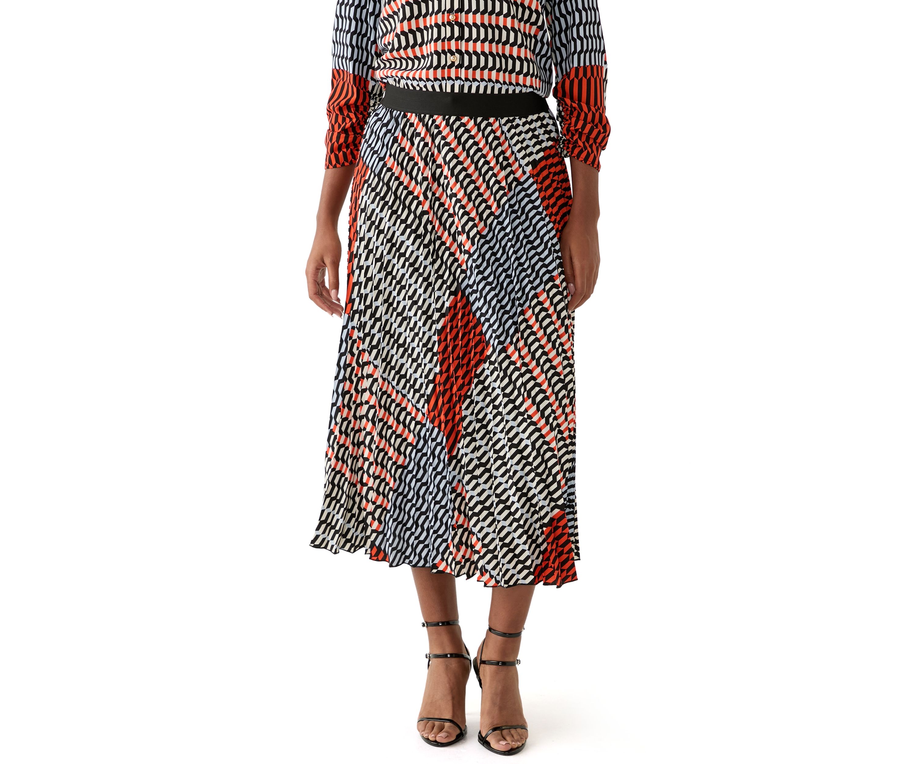 Womens Printed Pleated Skirt
