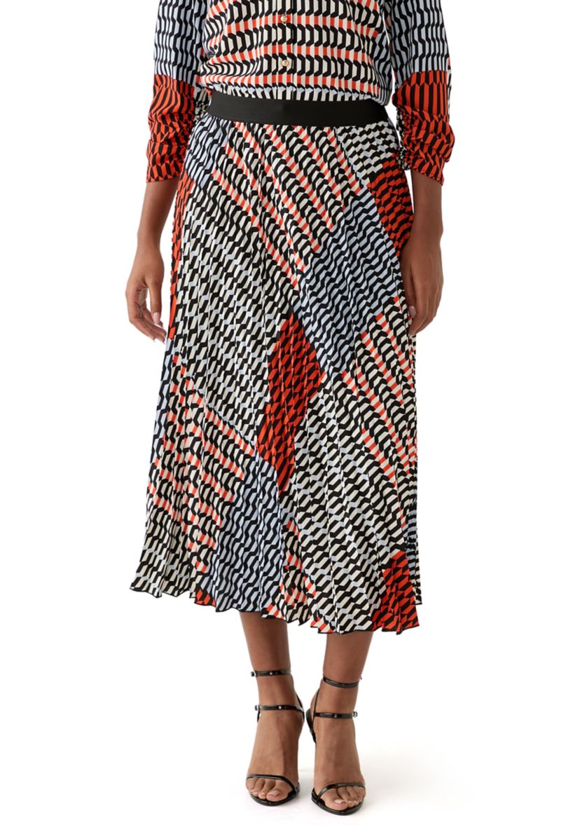 Womens Printed Pleated Skirt