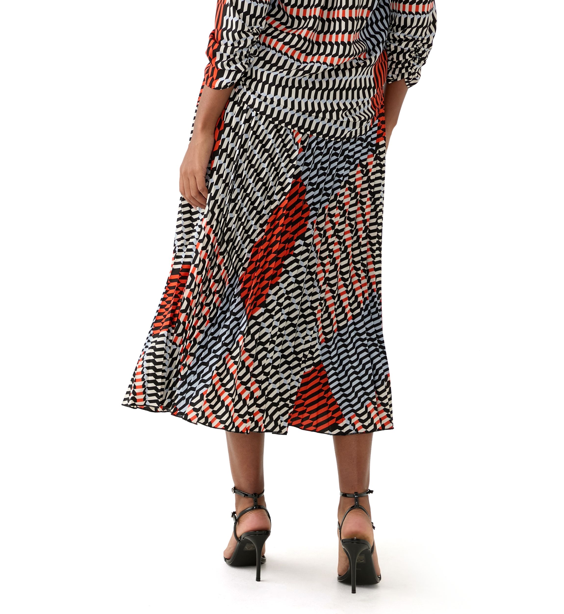 Womens Printed Pleated Skirt