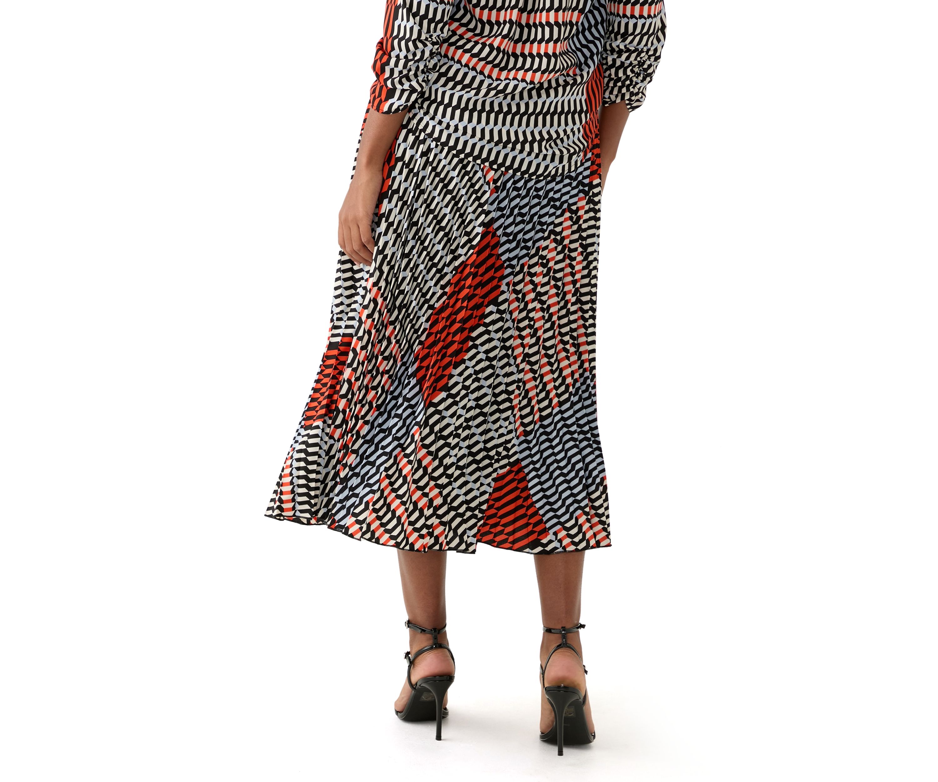 Womens Printed Pleated Skirt