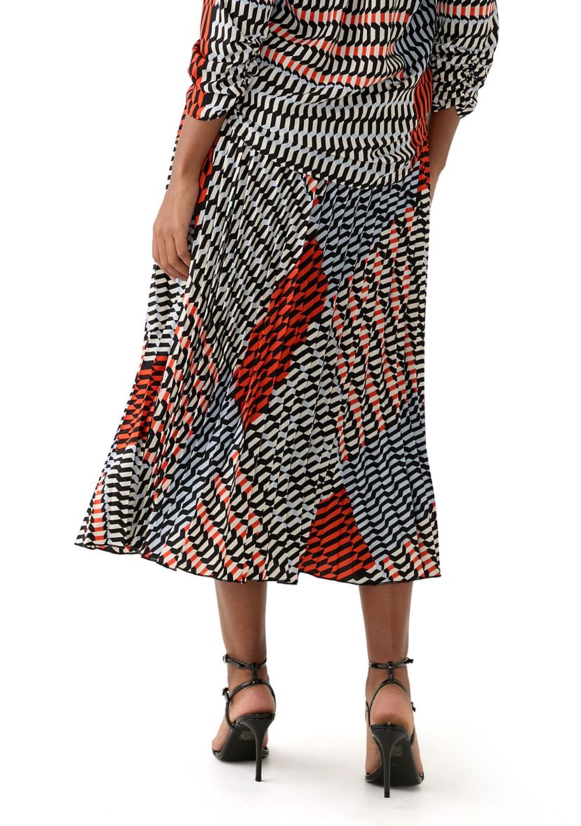 Womens Printed Pleated Skirt