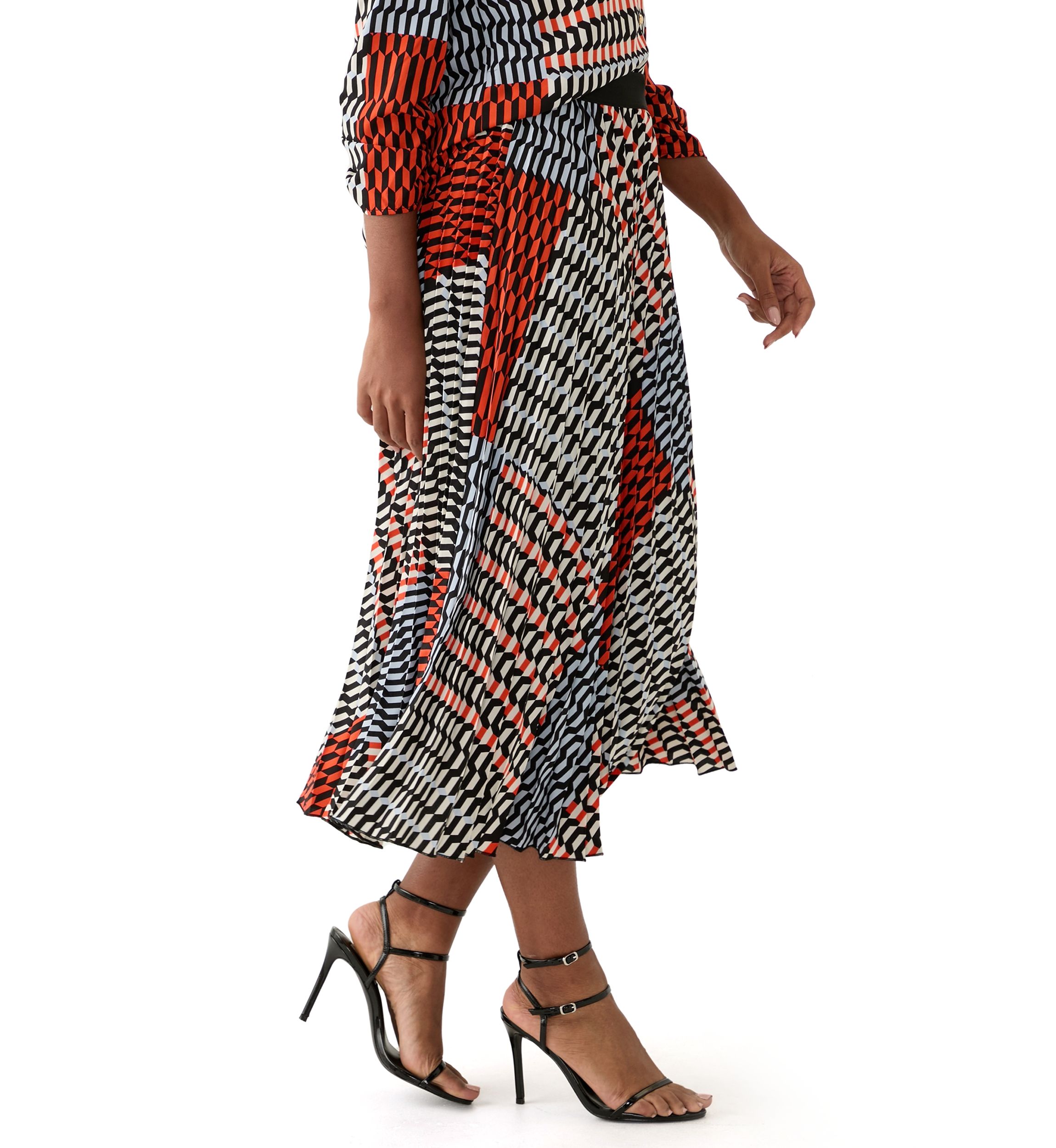 Womens Printed Pleated Skirt