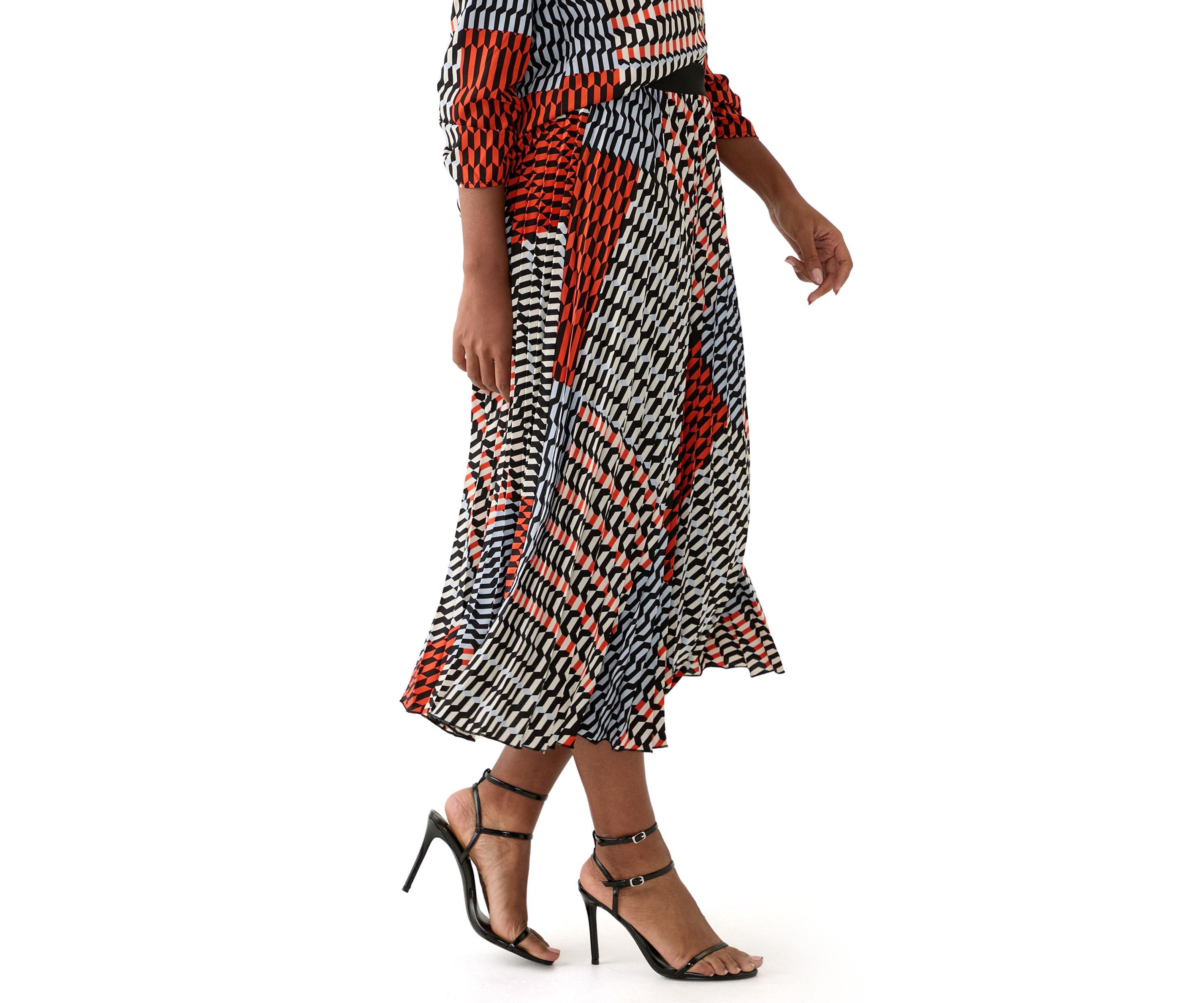Womens Printed Pleated Skirt