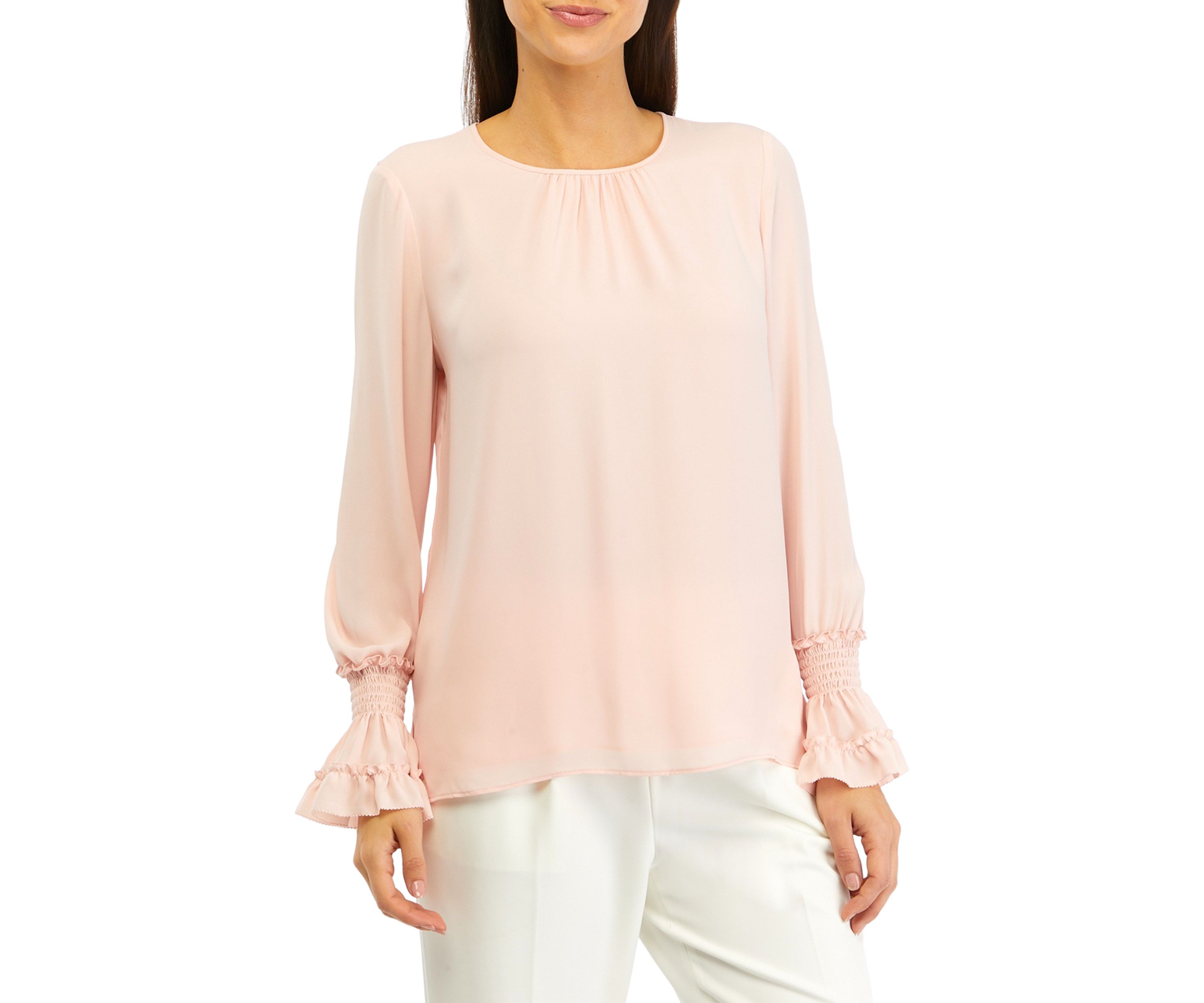 Womens Long Sleeve Ruffle Cuff Blouse