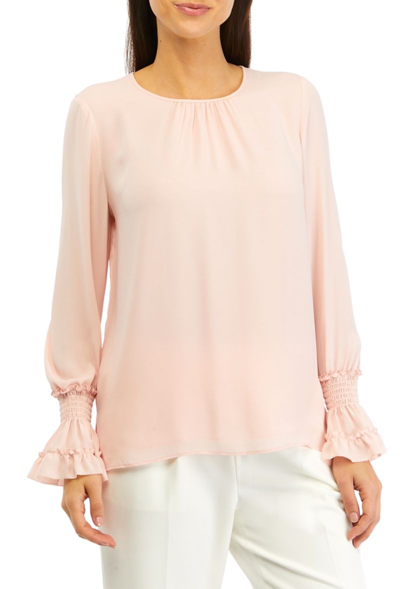 Womens Long Sleeve Ruffle Cuff Blouse