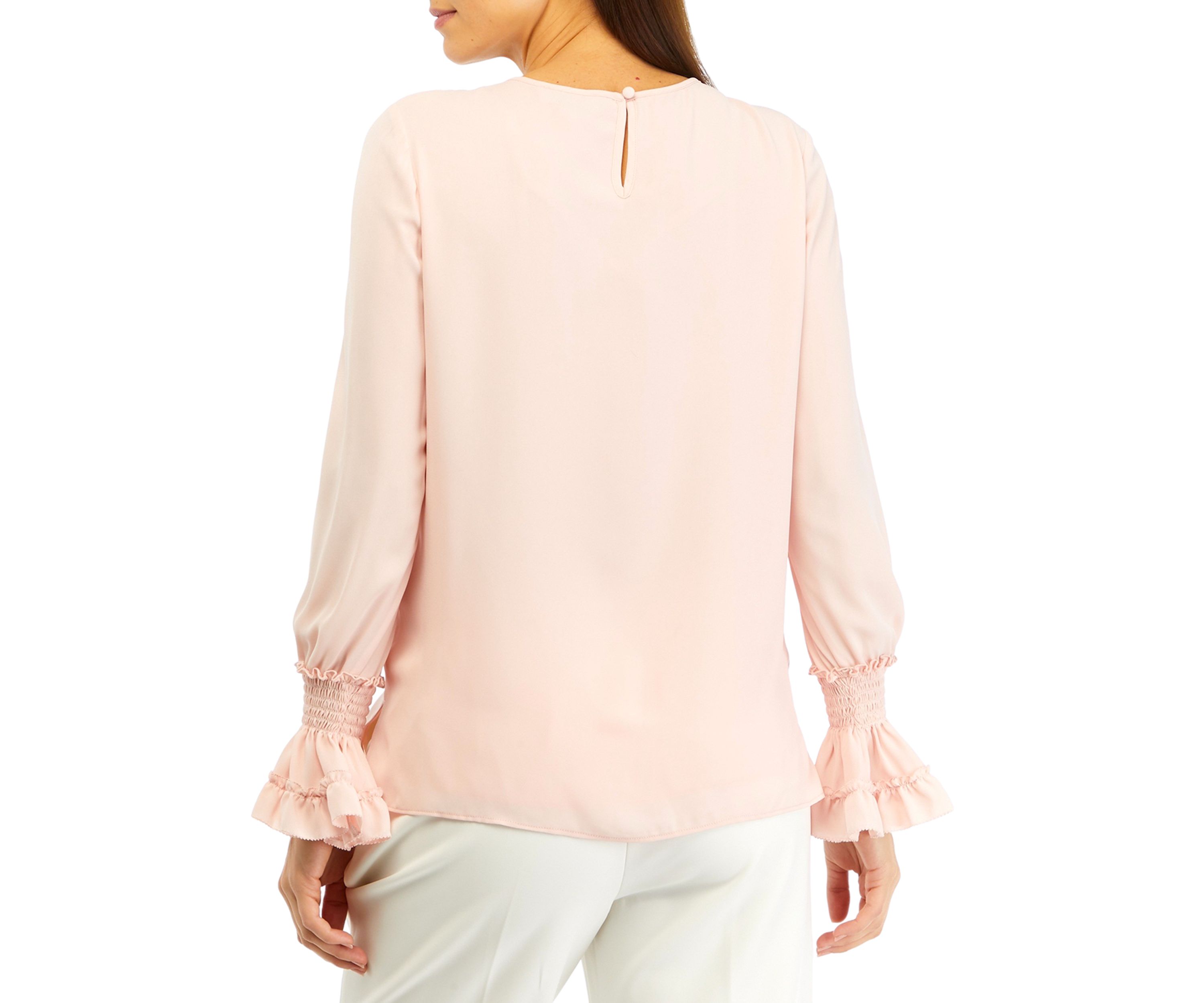 Womens Long Sleeve Ruffle Cuff Blouse