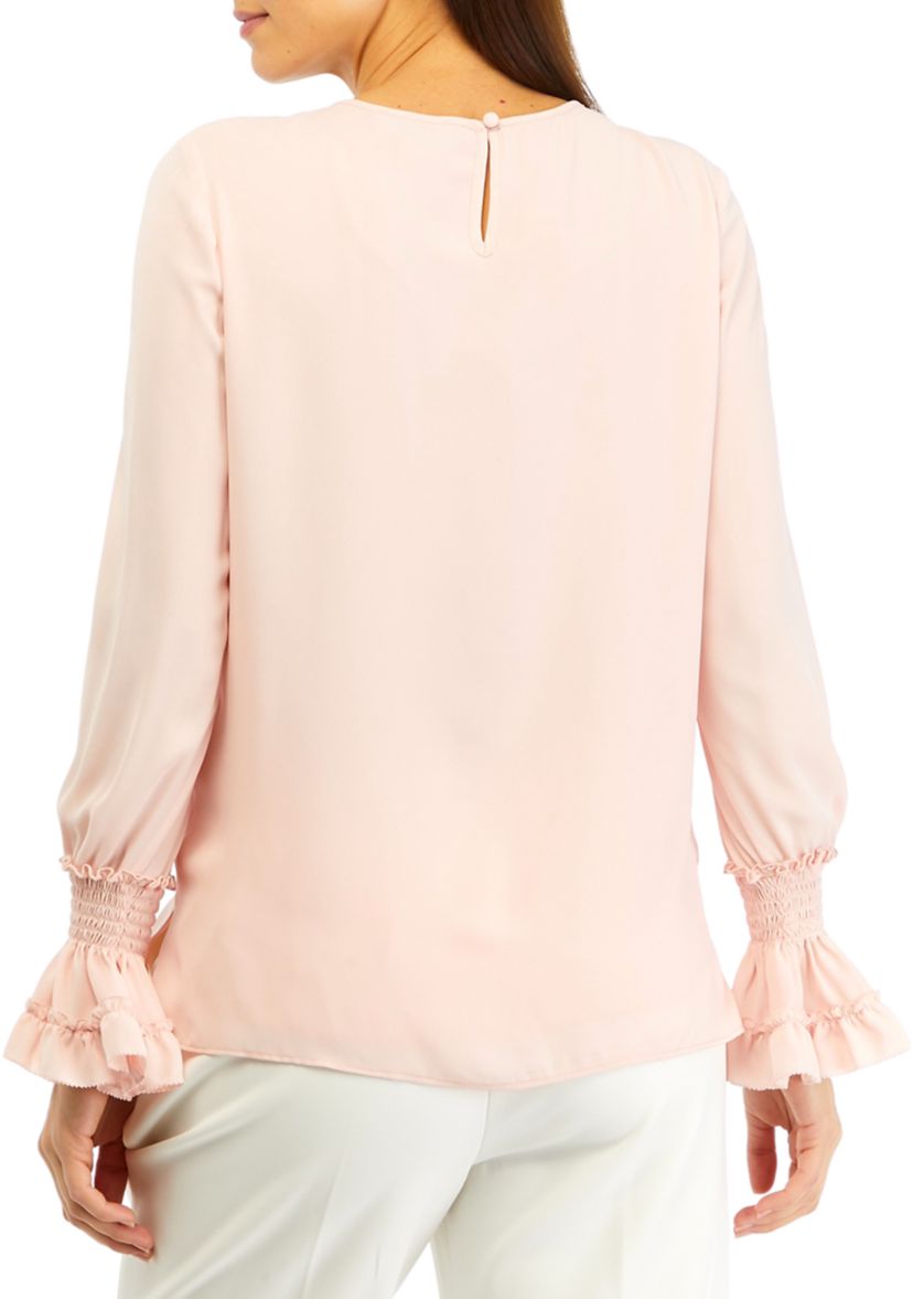 Womens Long Sleeve Ruffle Cuff Blouse