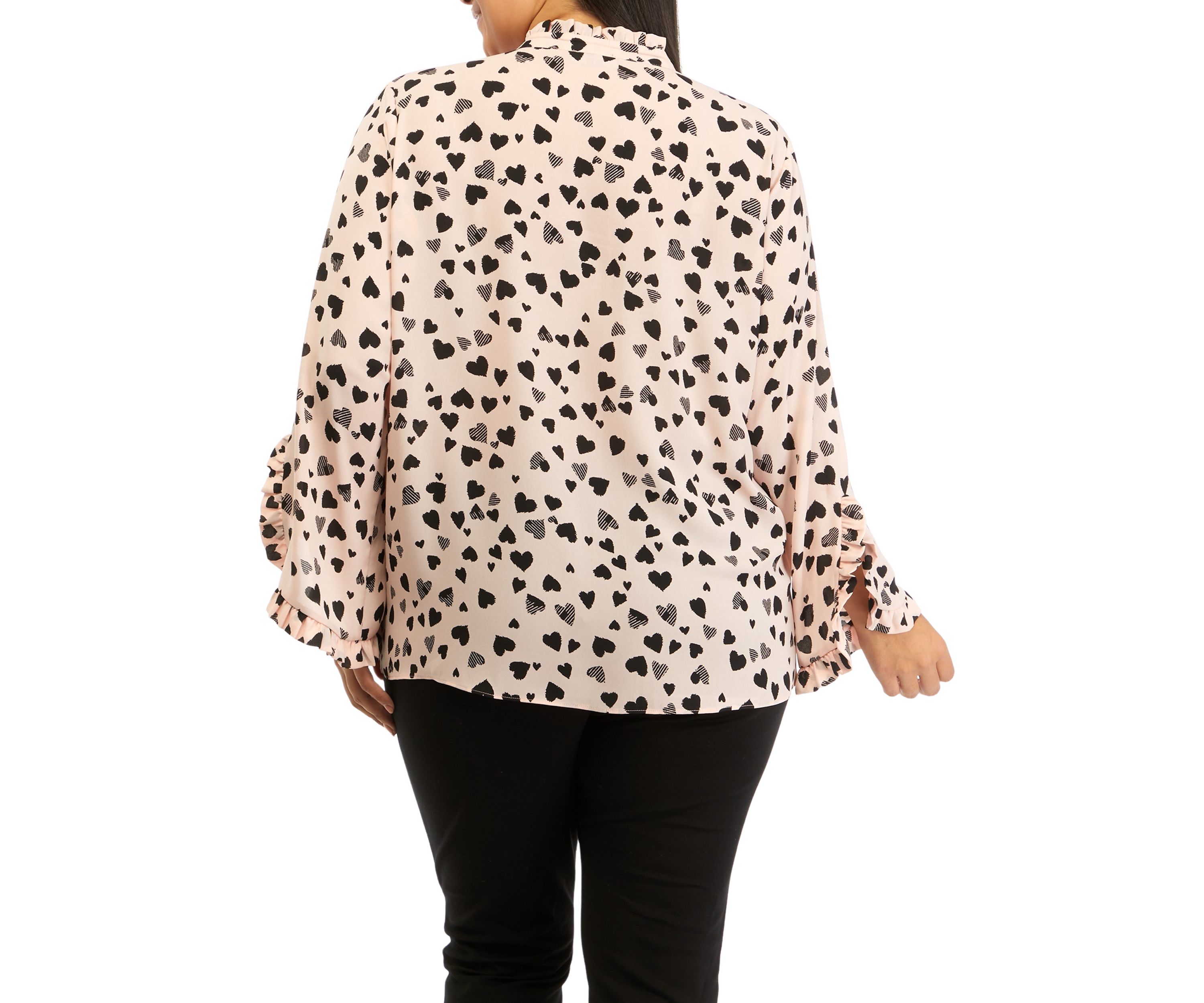 Plus Size Mandarin Collar Printed Blouse