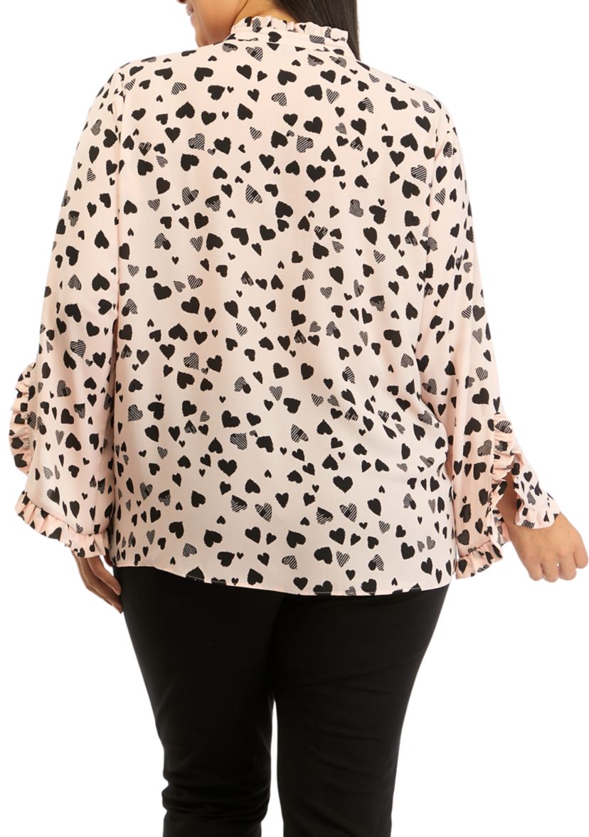 Plus Size Mandarin Collar Printed Blouse