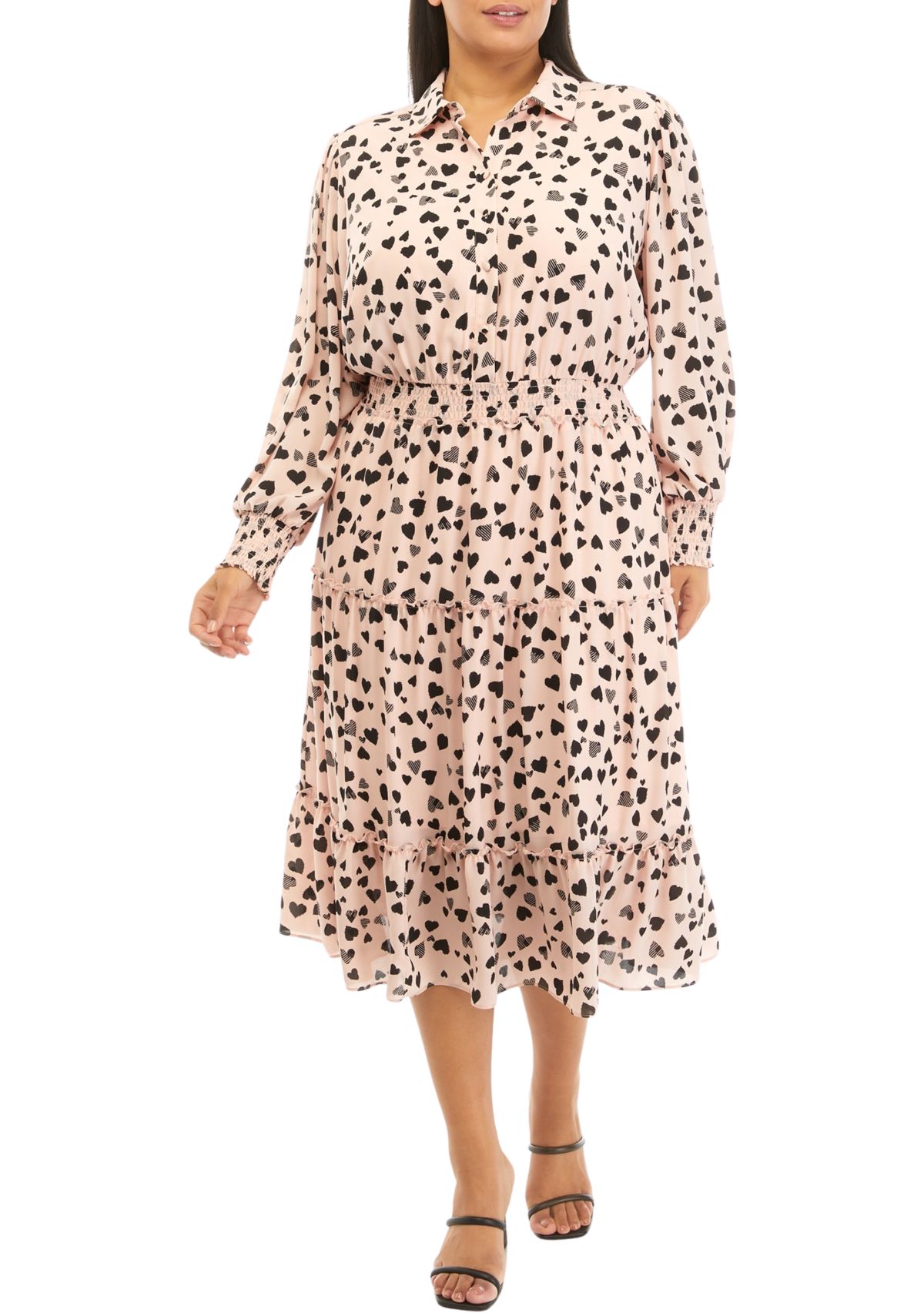 Plus Size Printed Button Down Dress