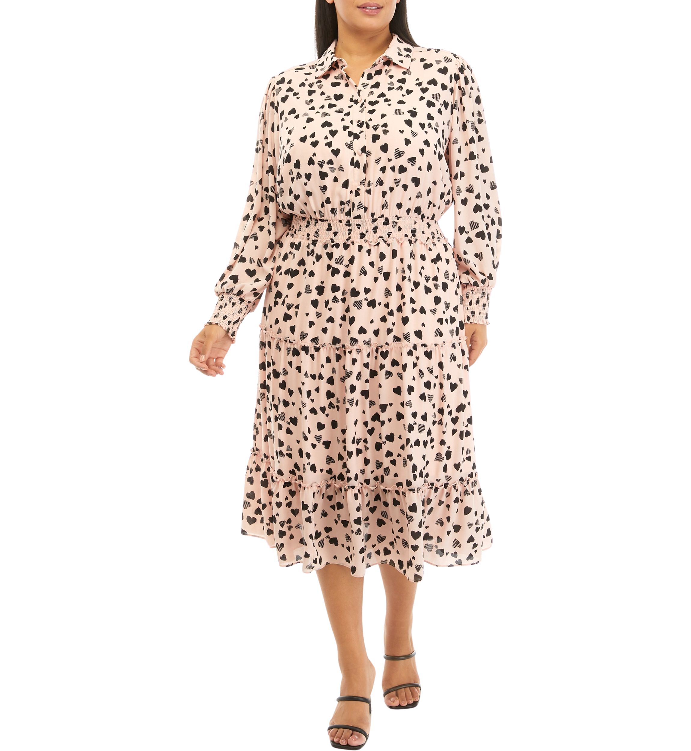 Plus Size Printed Button Down Dress