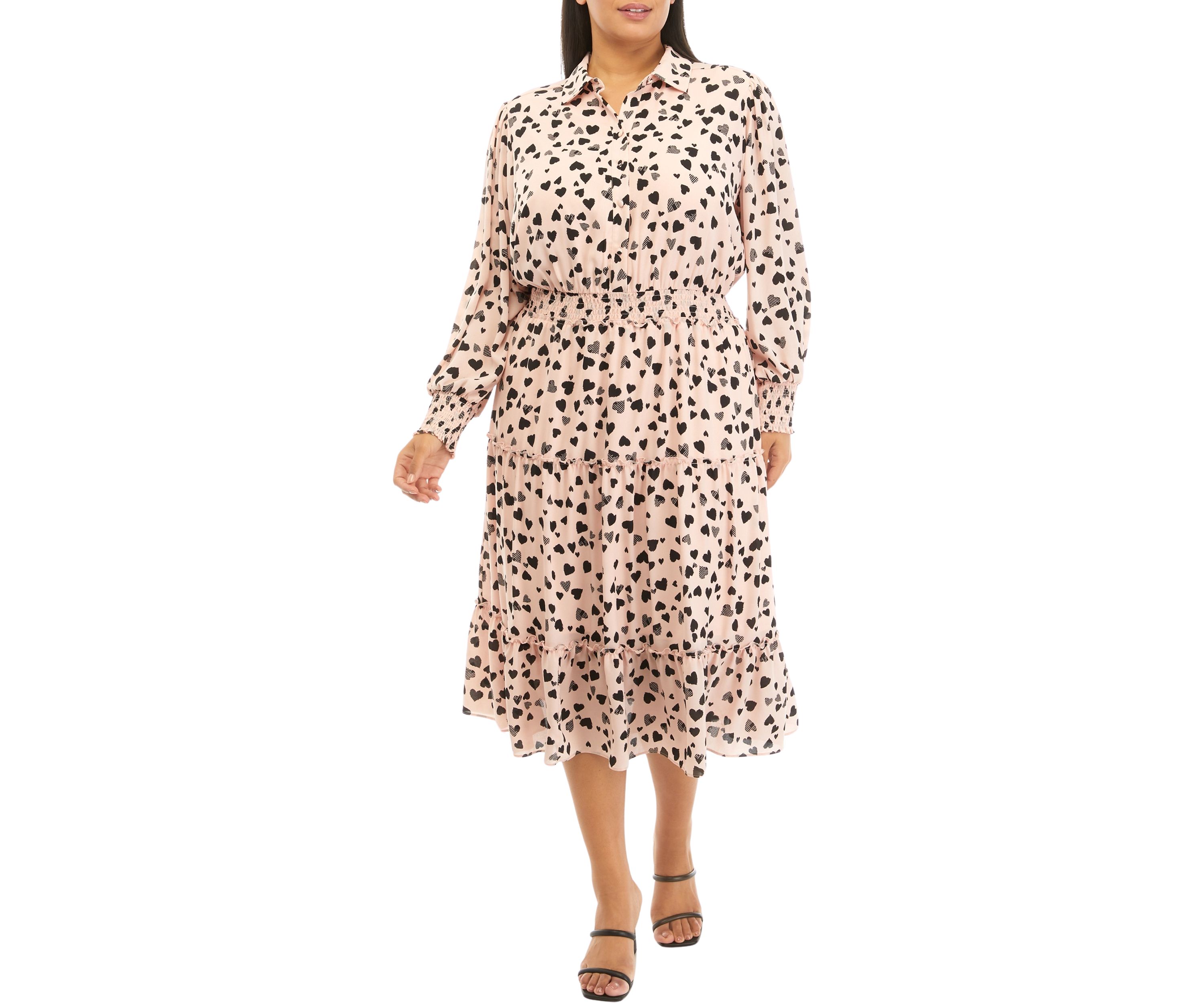 Plus Size Printed Button Down Dress