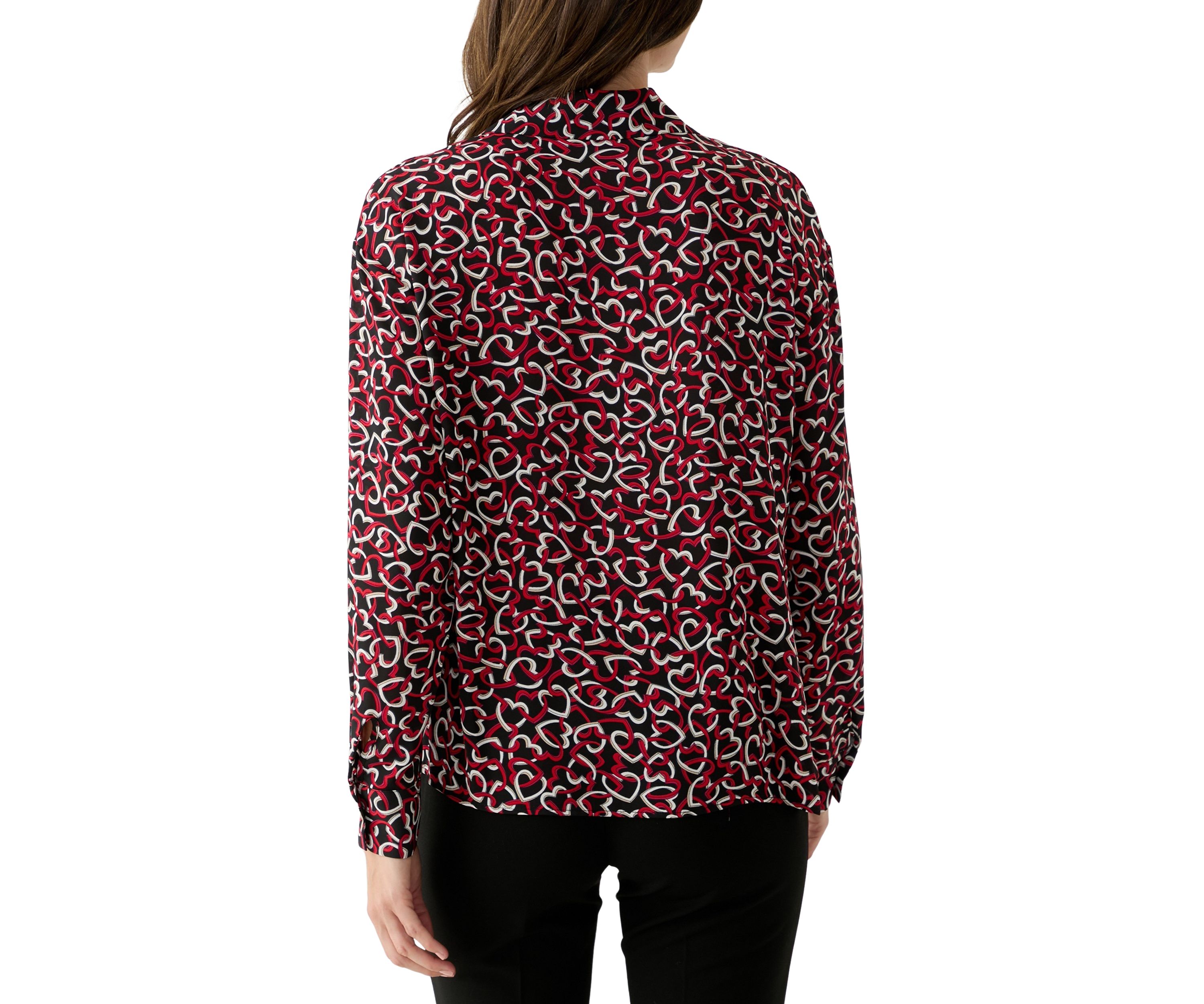 Womens Long Sleeve Printed Button Down Blouse