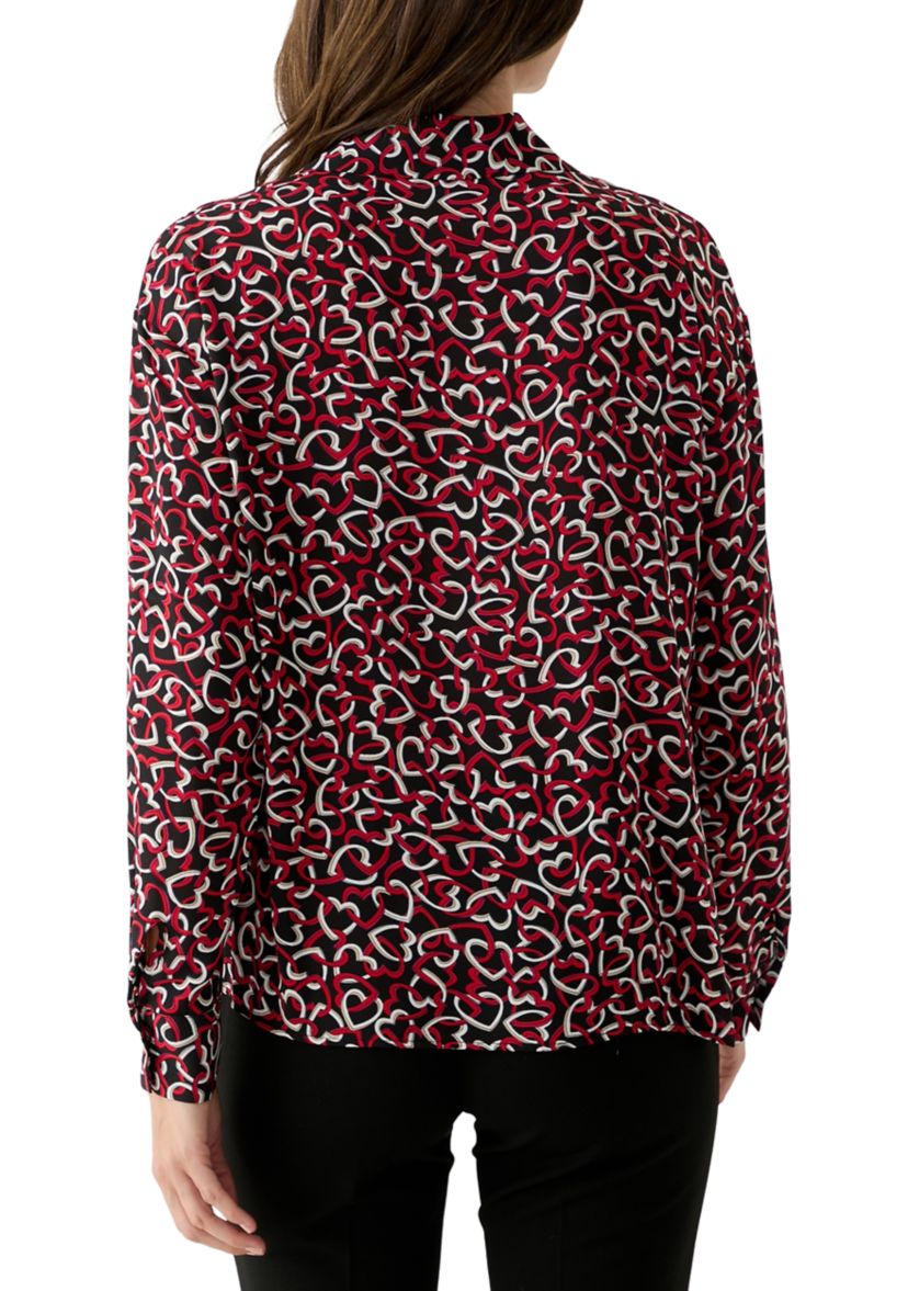 Womens Long Sleeve Printed Button Down Blouse