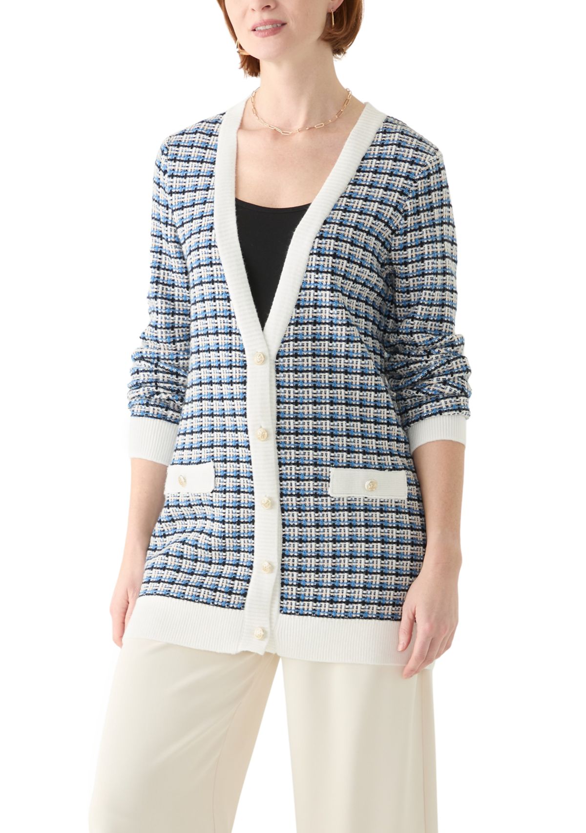 Womens Long Sleeve V-Neck Cardigan with Pockets