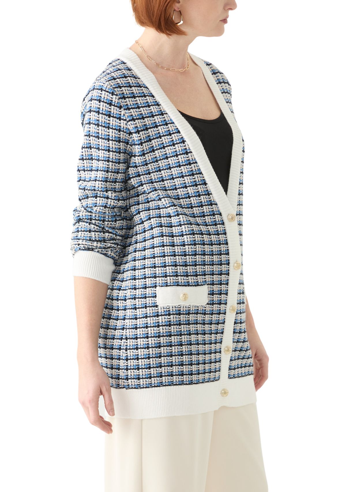 Womens Long Sleeve V-Neck Cardigan with Pockets