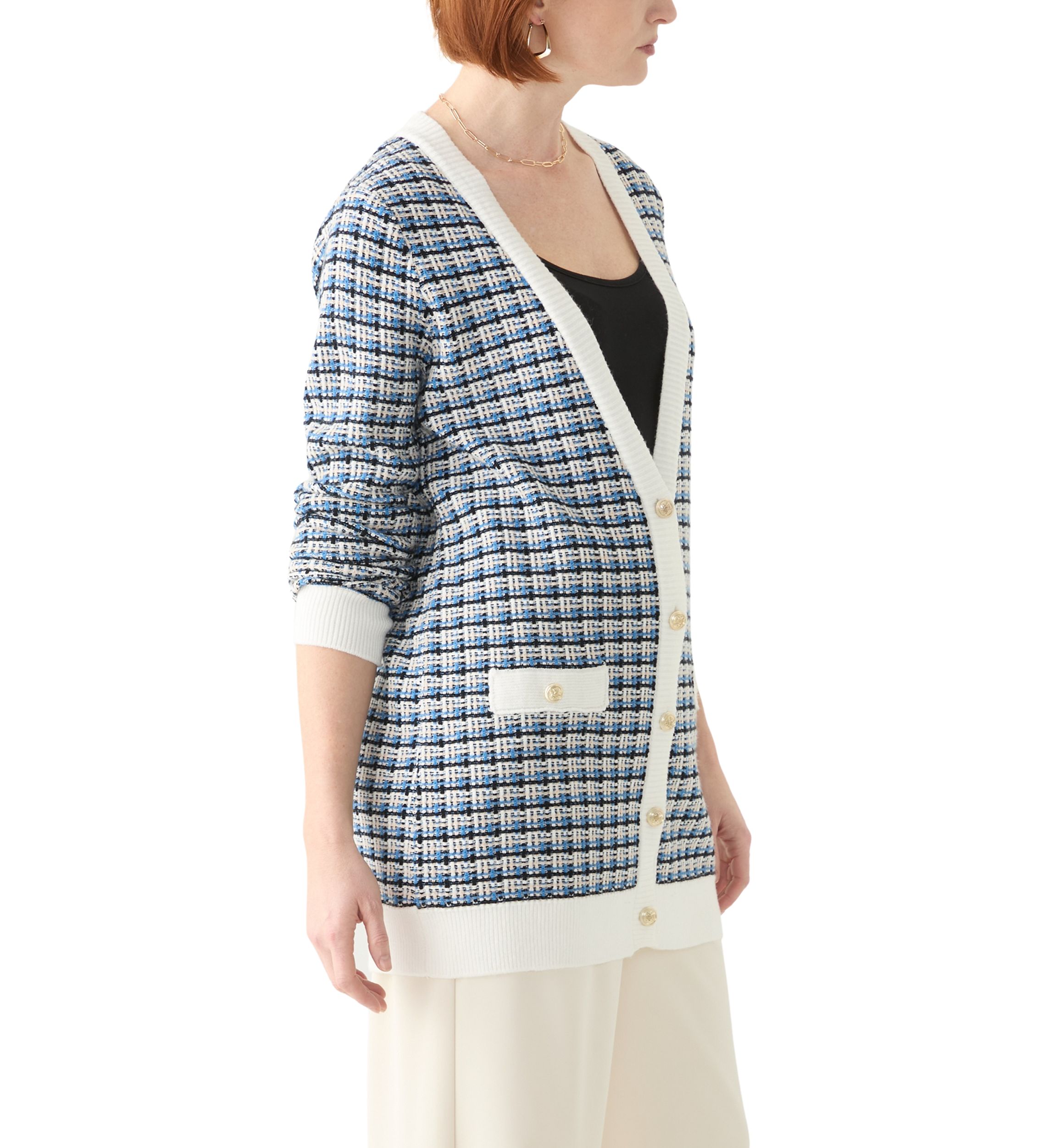 Womens Long Sleeve V-Neck Cardigan with Pockets