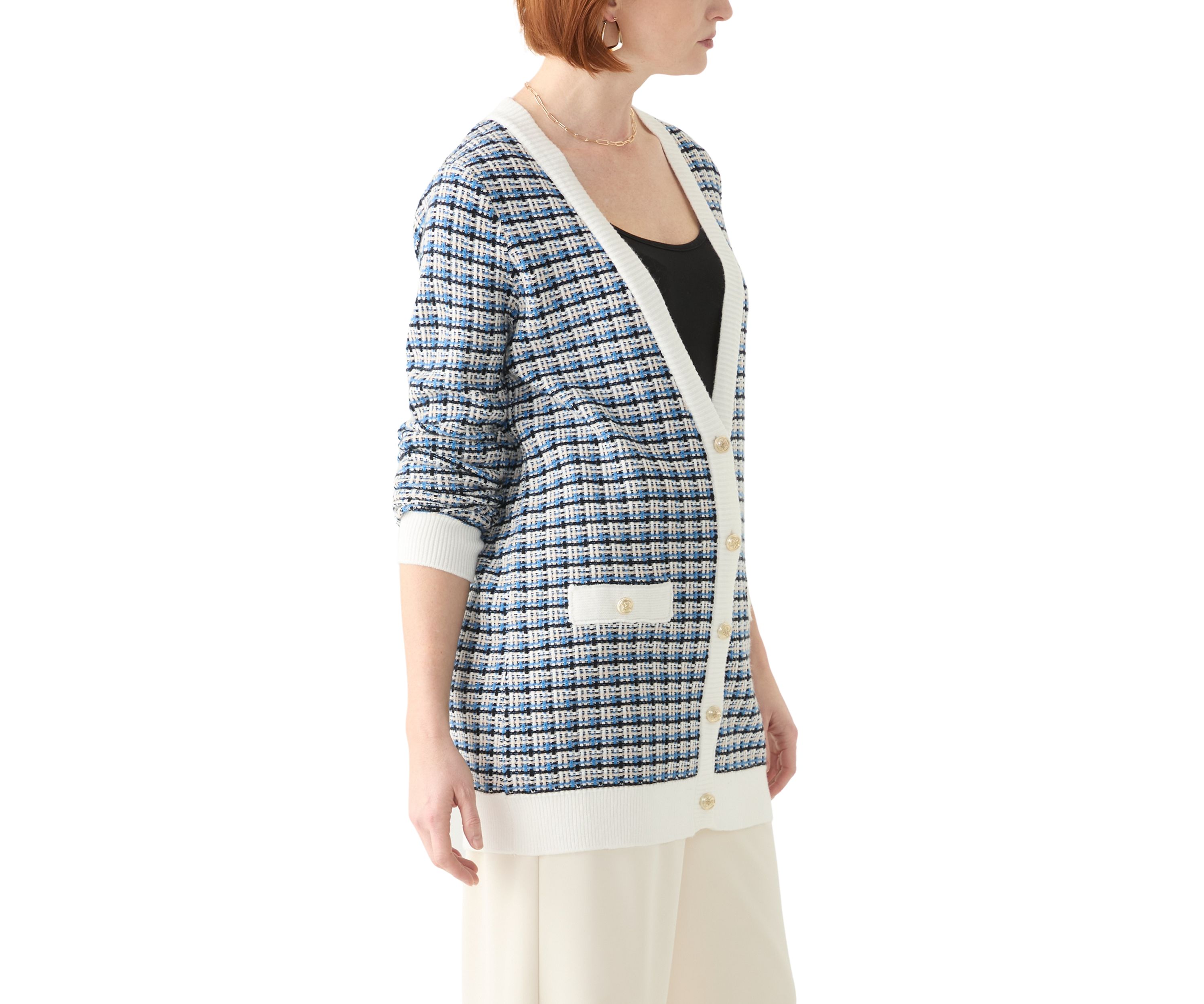 Womens Long Sleeve V-Neck Cardigan with Pockets