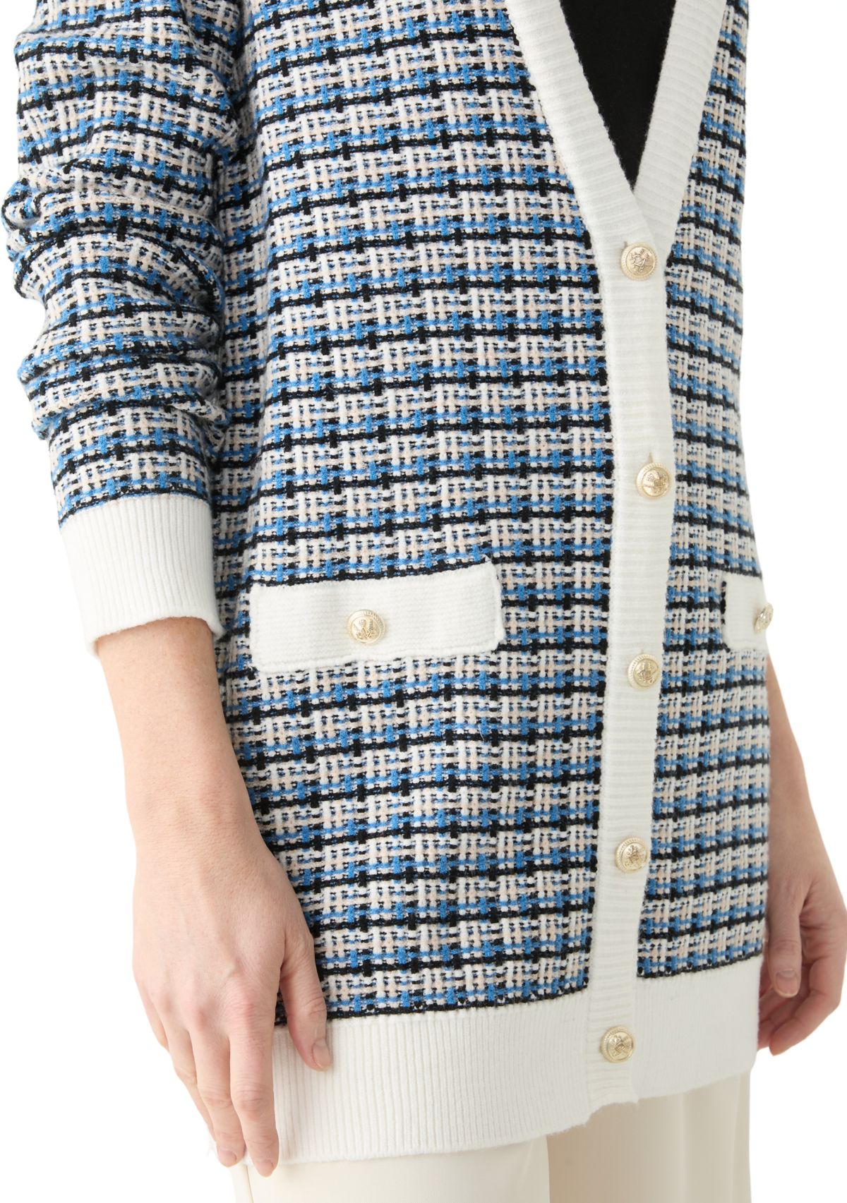 Womens Long Sleeve V-Neck Cardigan with Pockets