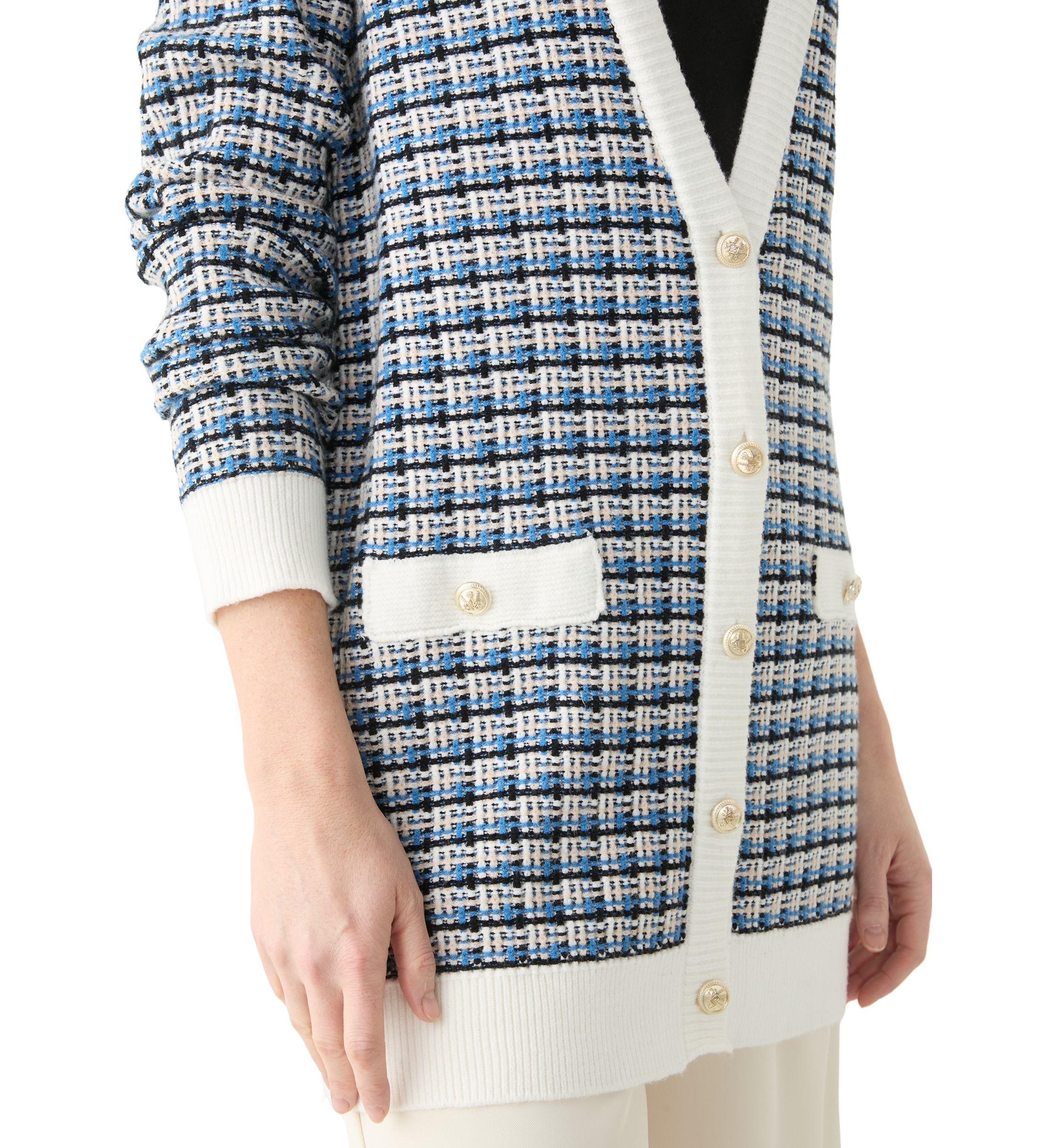 Womens Long Sleeve V-Neck Cardigan with Pockets