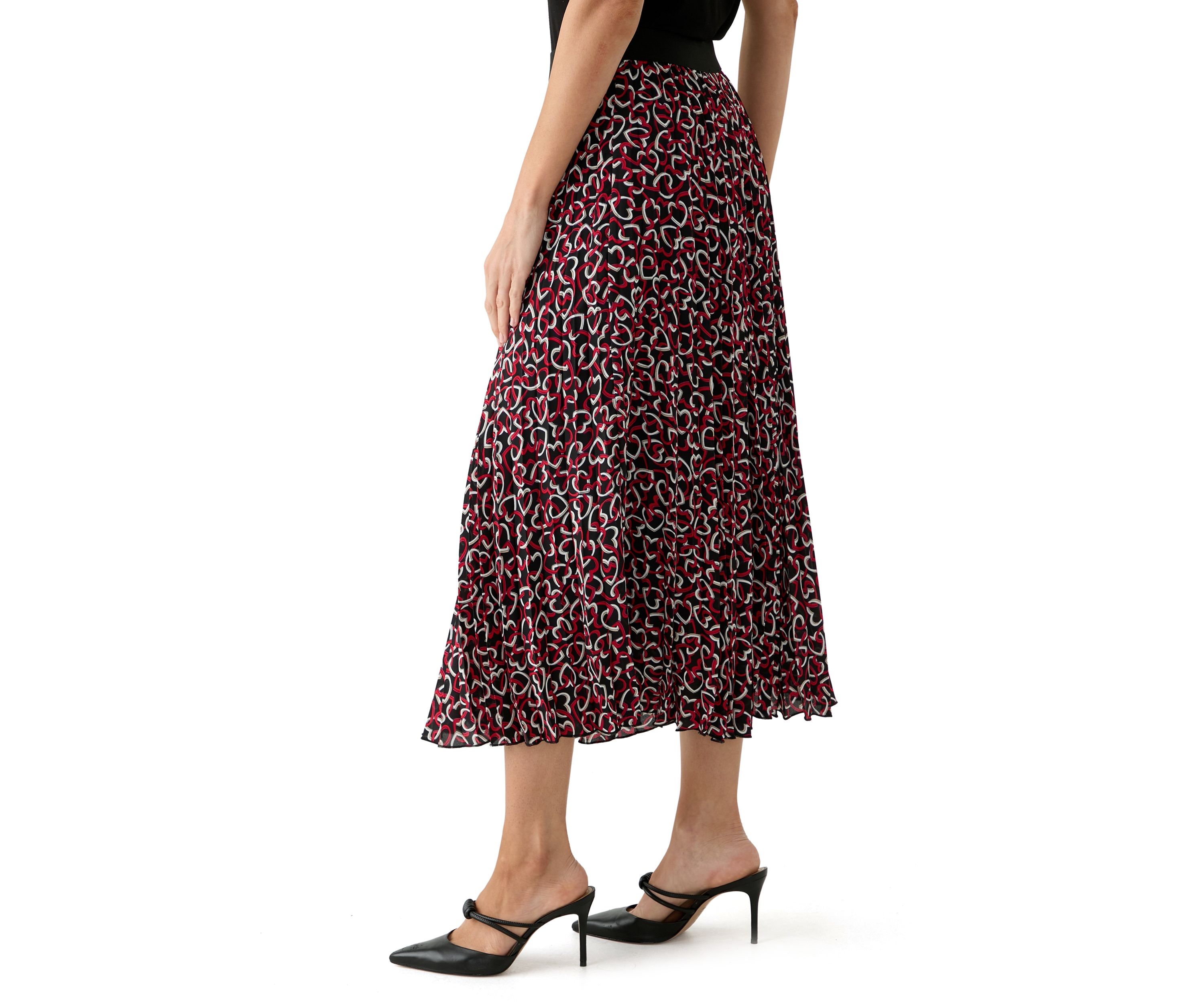 Womens Printed Pleated Skirt