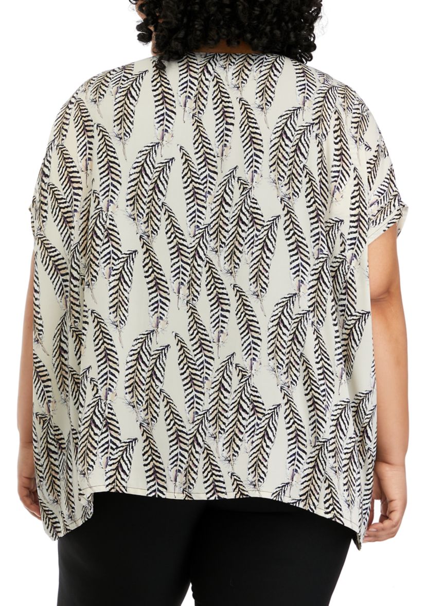 Plus Size Boxy Printed Woven Top