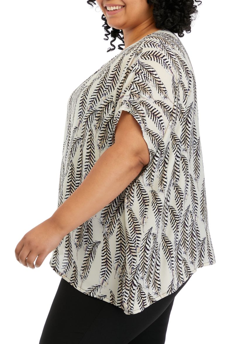 Plus Size Boxy Printed Woven Top