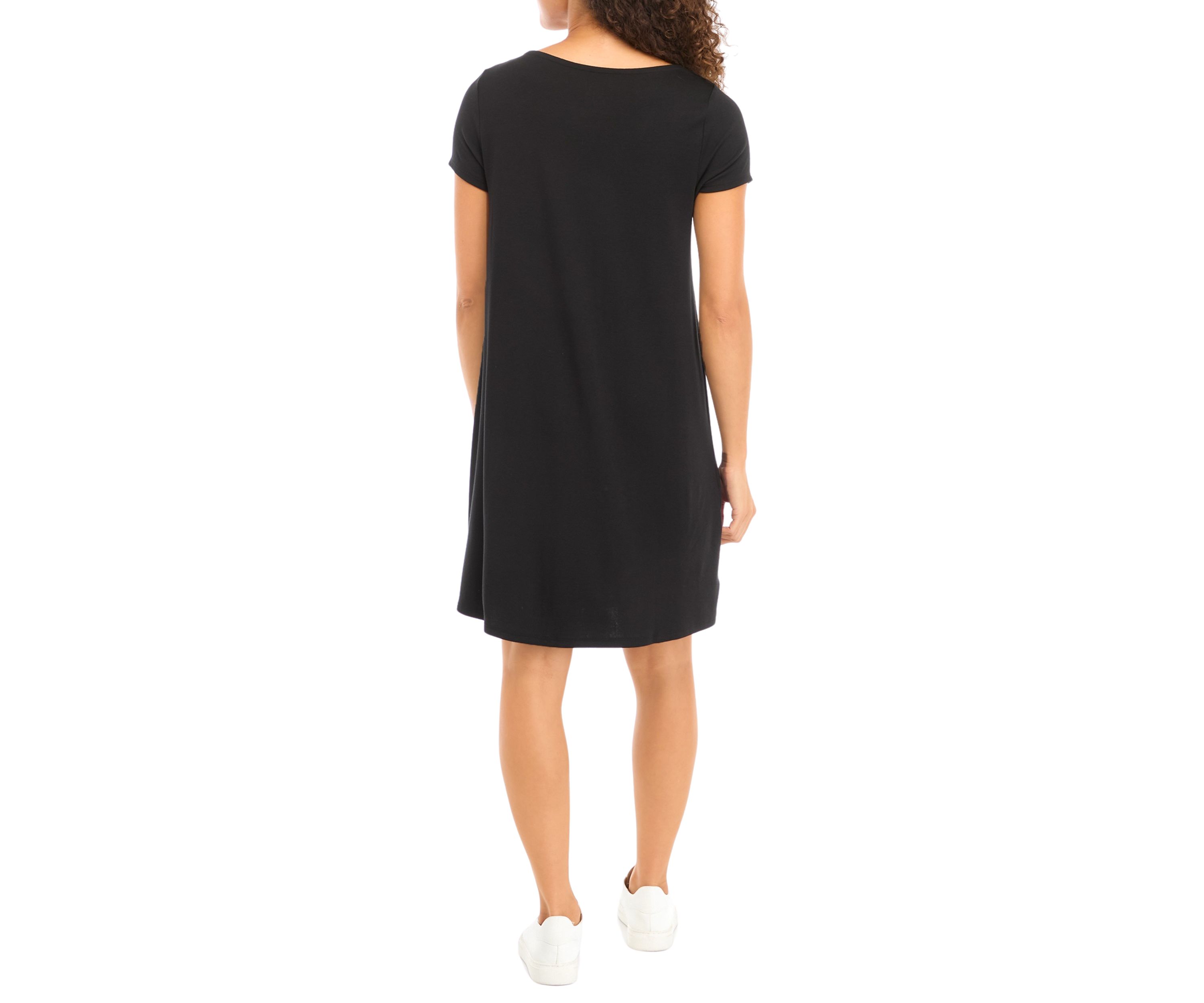 Petite Short Sleeve Scoop Neck A-Line Dress