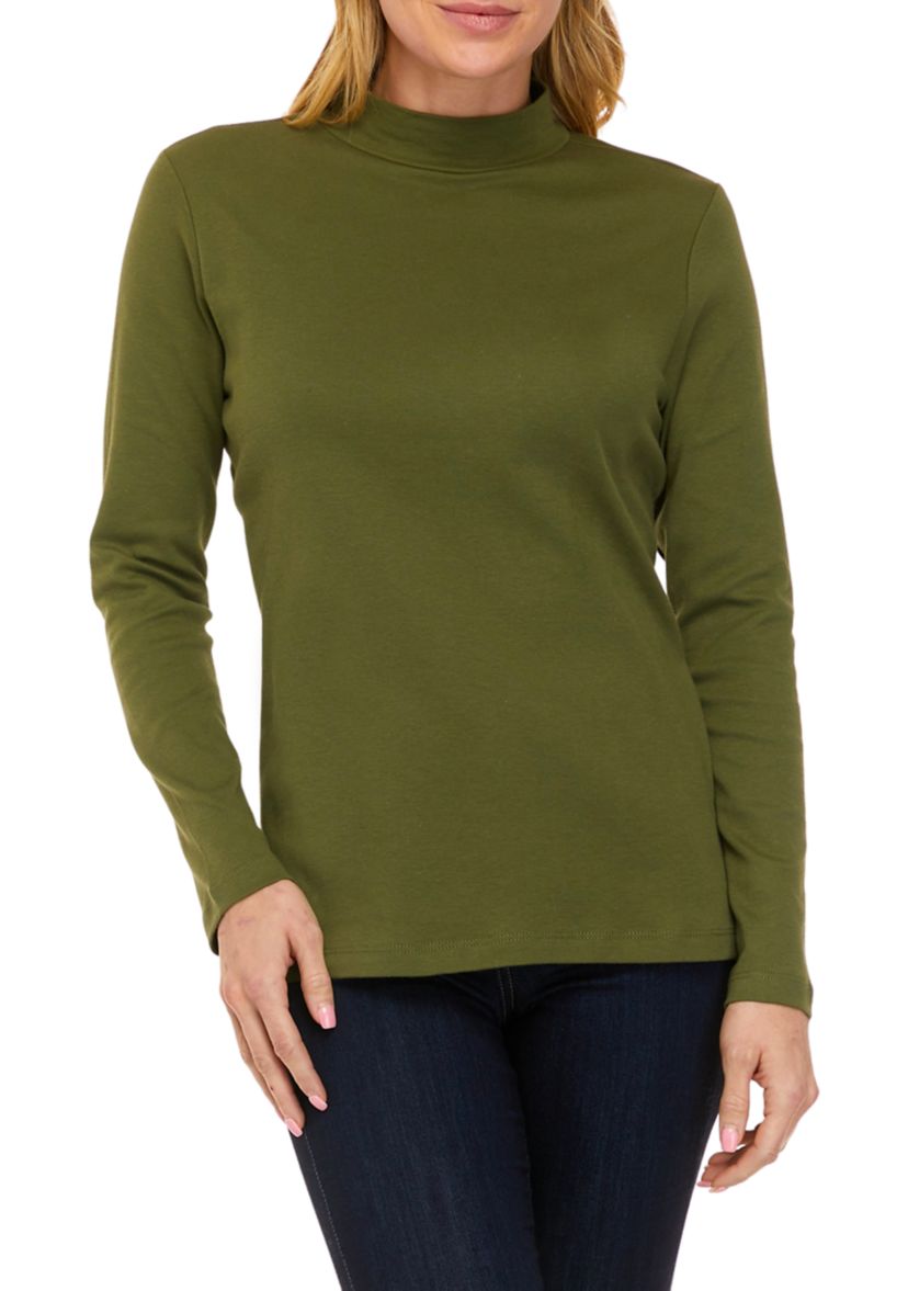 Petite Long Sleeve Mock Neck Top