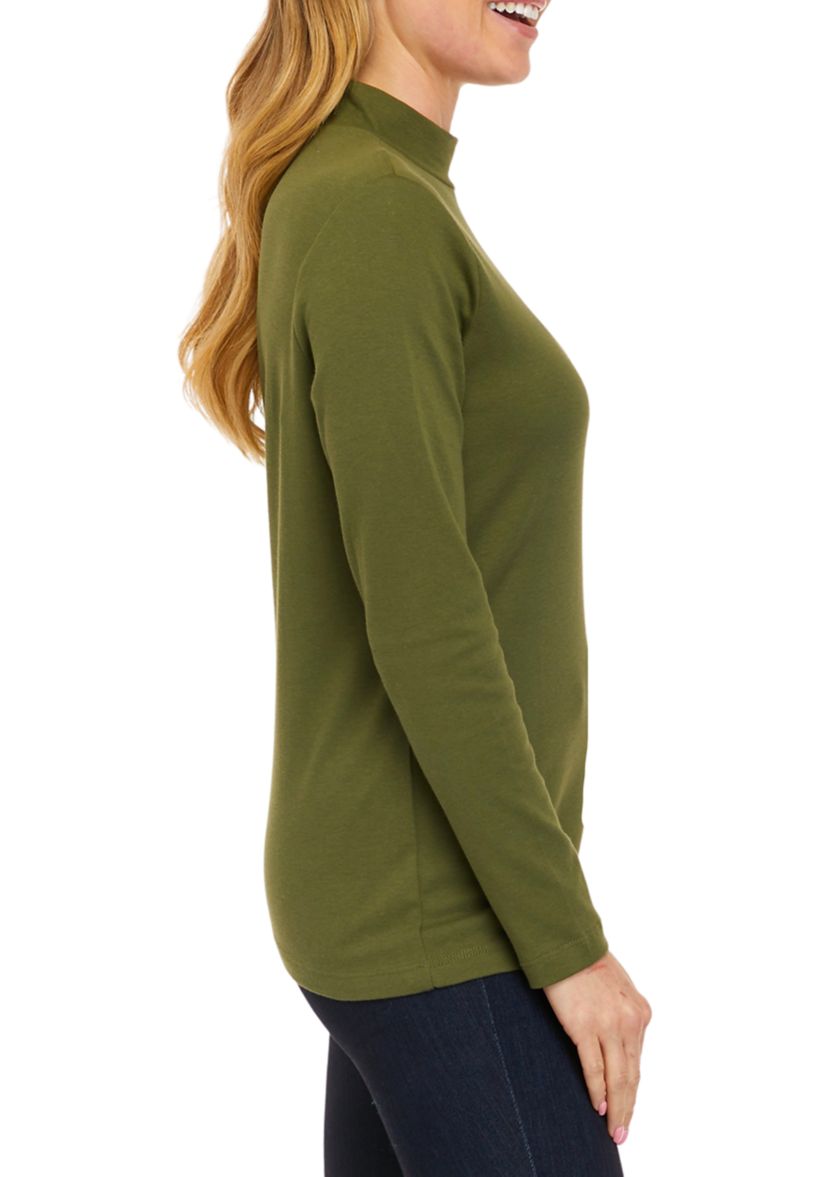Petite Long Sleeve Mock Neck Top