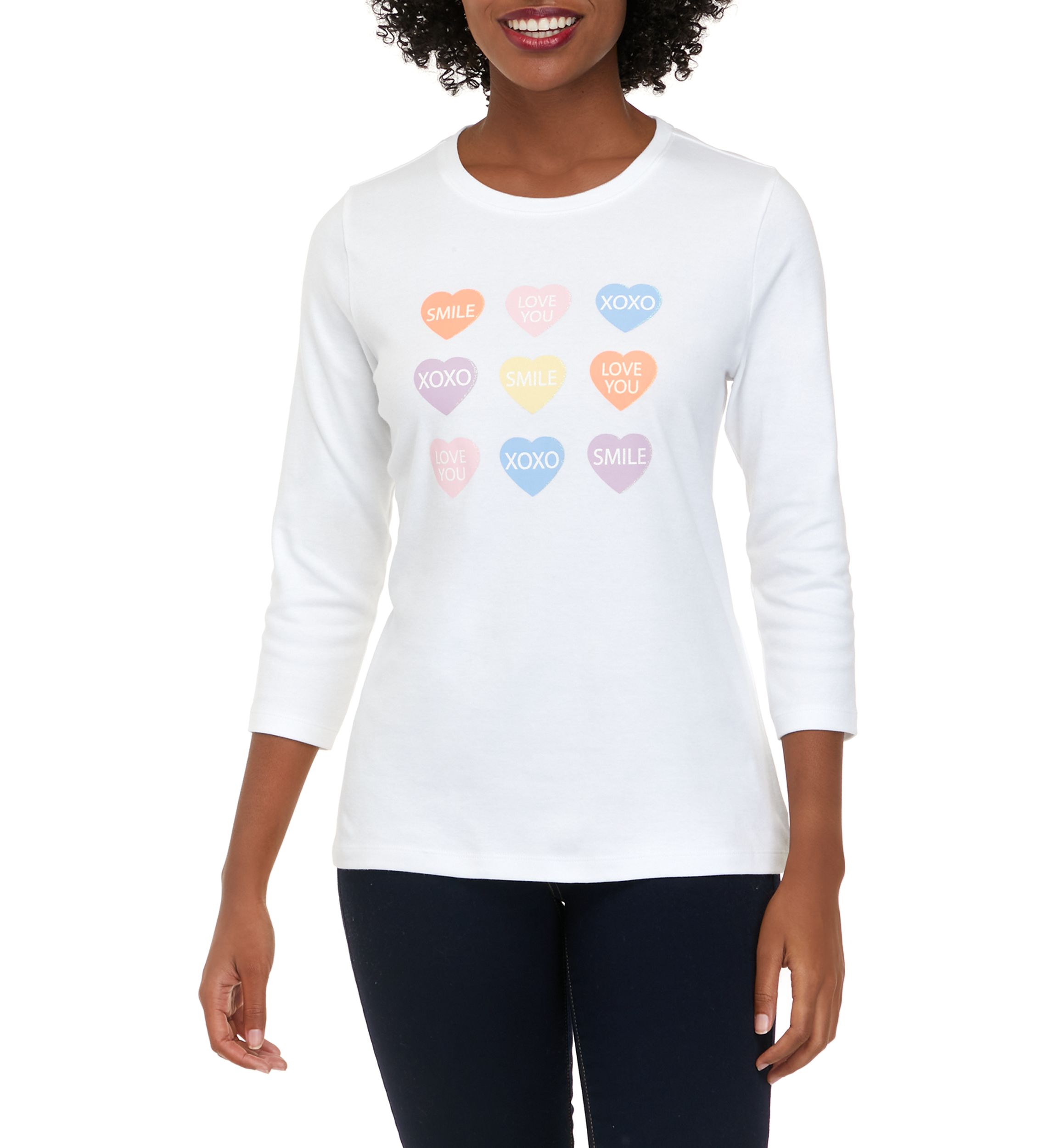 Petite 3/4 Sleeve Graphic T-Shirt
