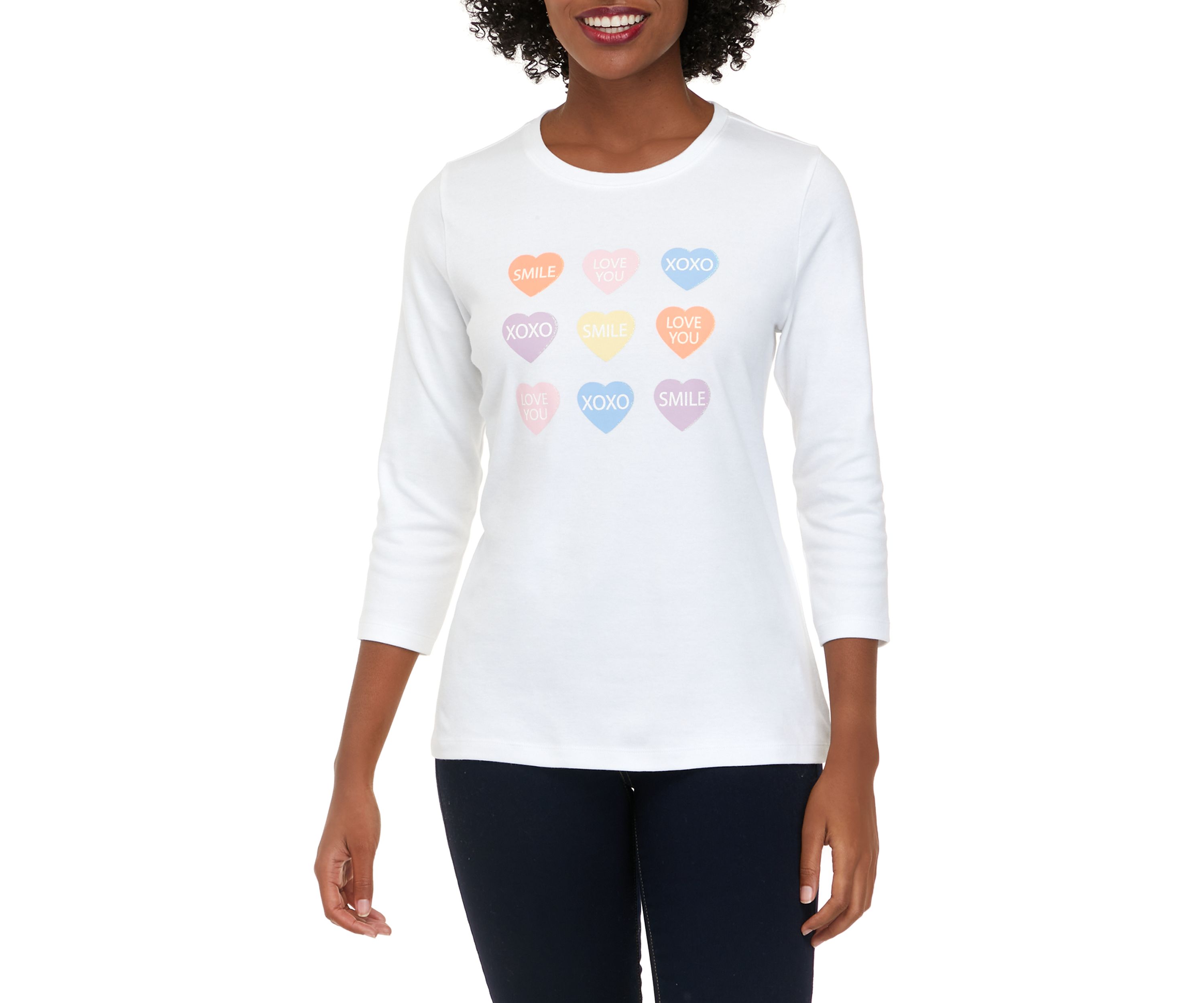 Petite 3/4 Sleeve Graphic T-Shirt