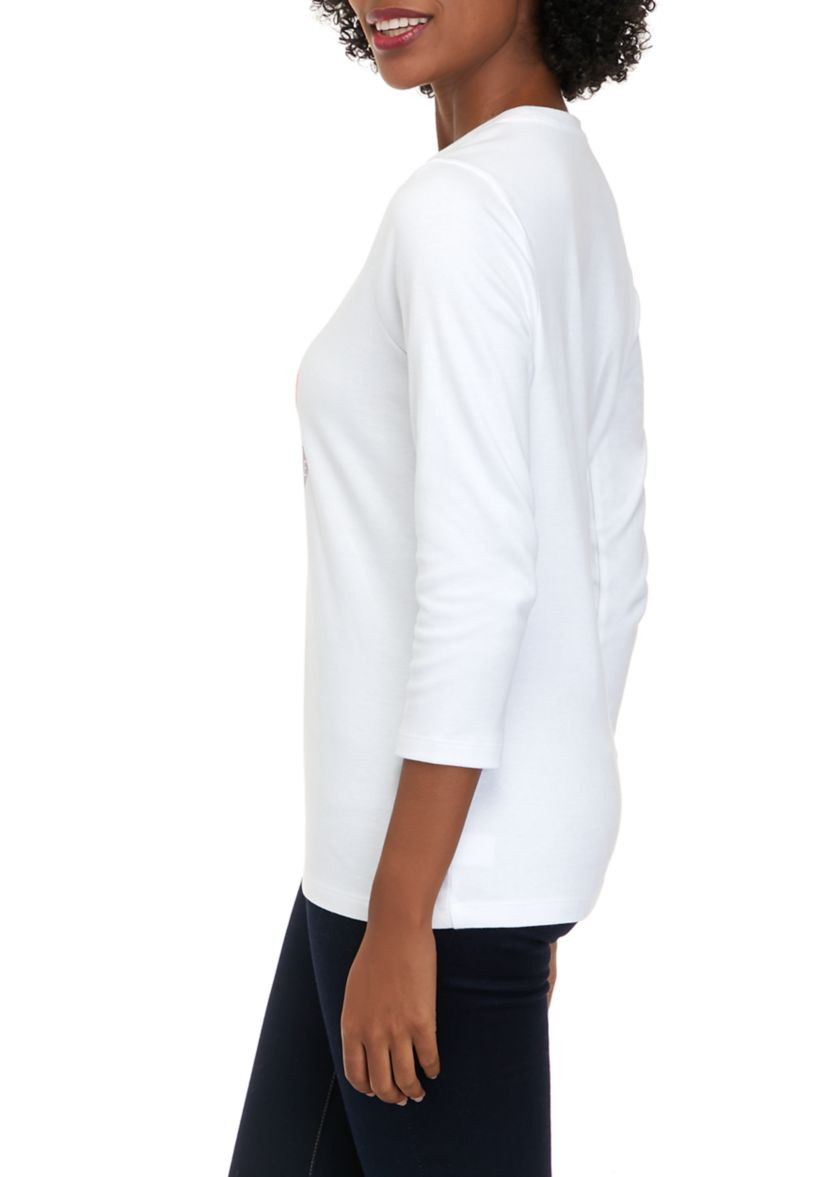 Petite 3/4 Sleeve Graphic T-Shirt