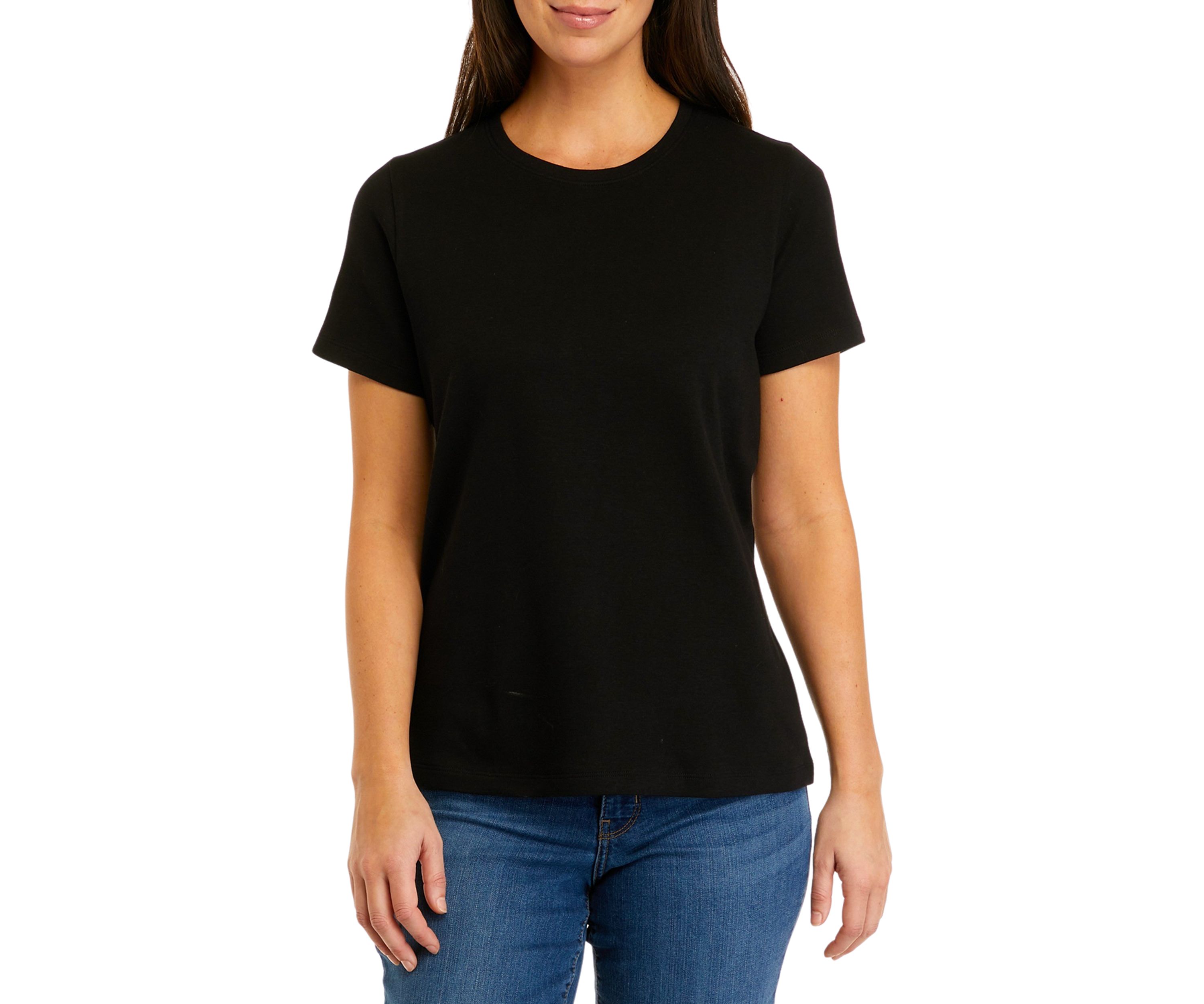Petite Short Sleeve Crew Neck Solid T-Shirt
