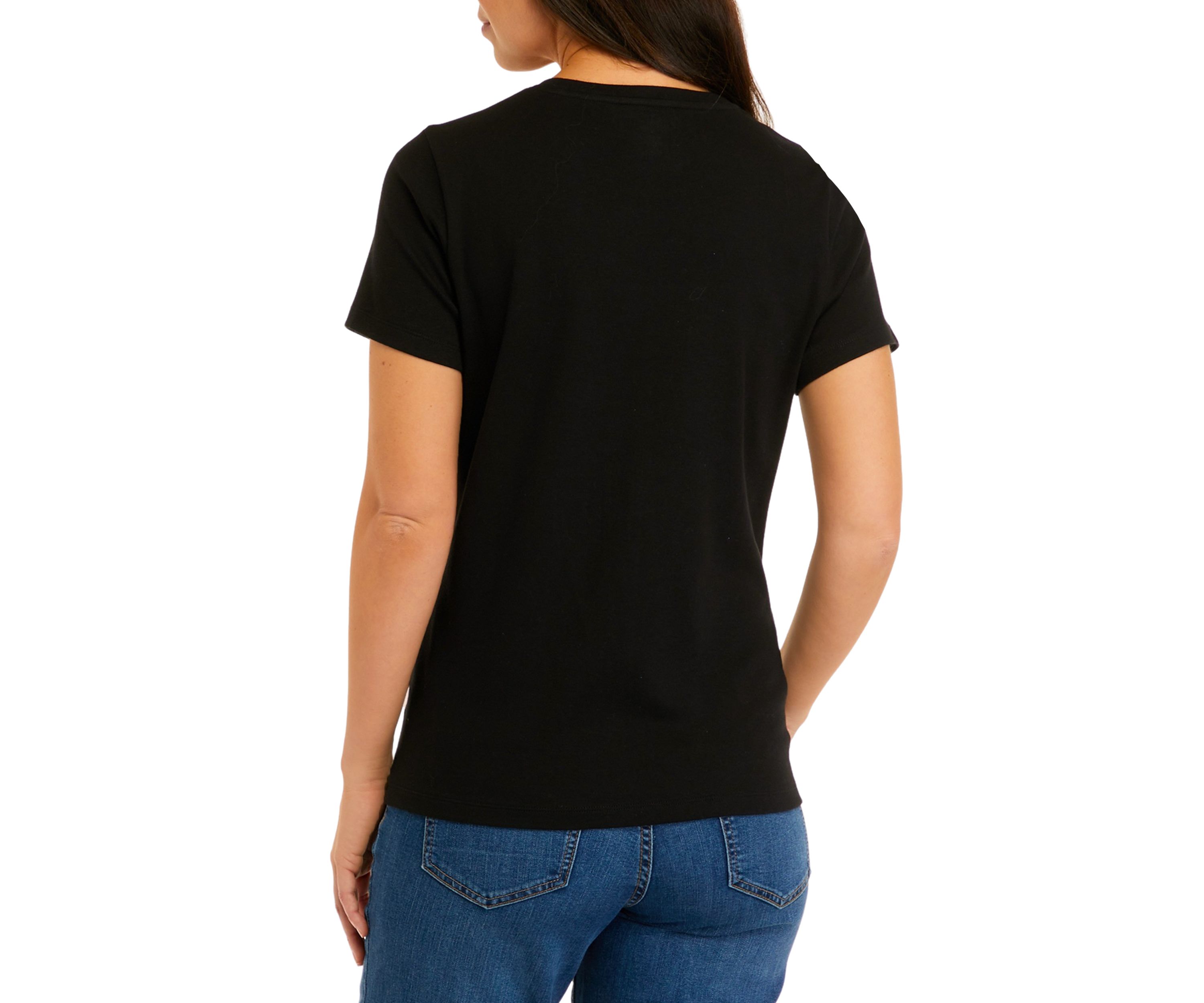 Petite Short Sleeve Crew Neck Solid T-Shirt