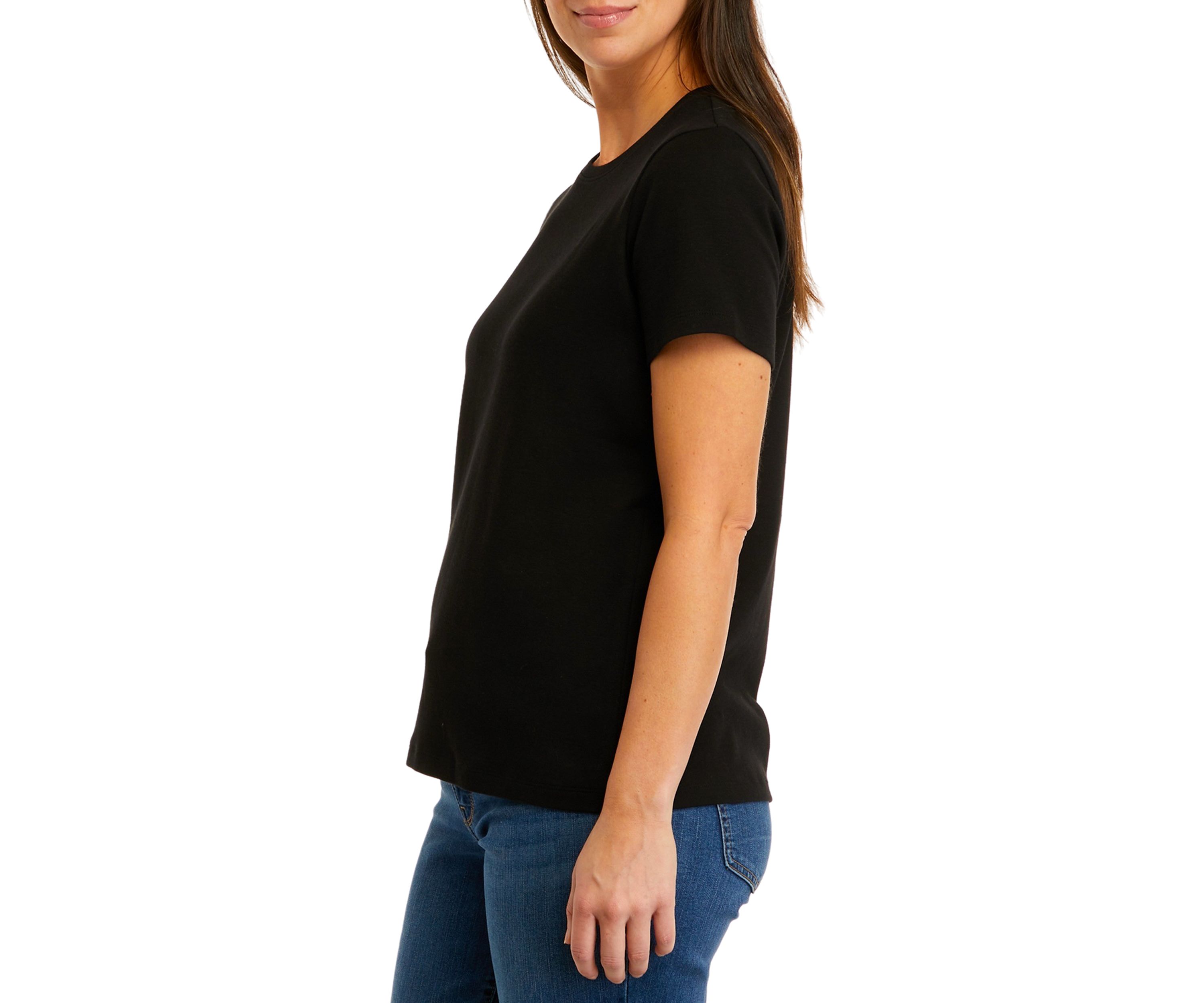 Petite Short Sleeve Crew Neck Solid T-Shirt