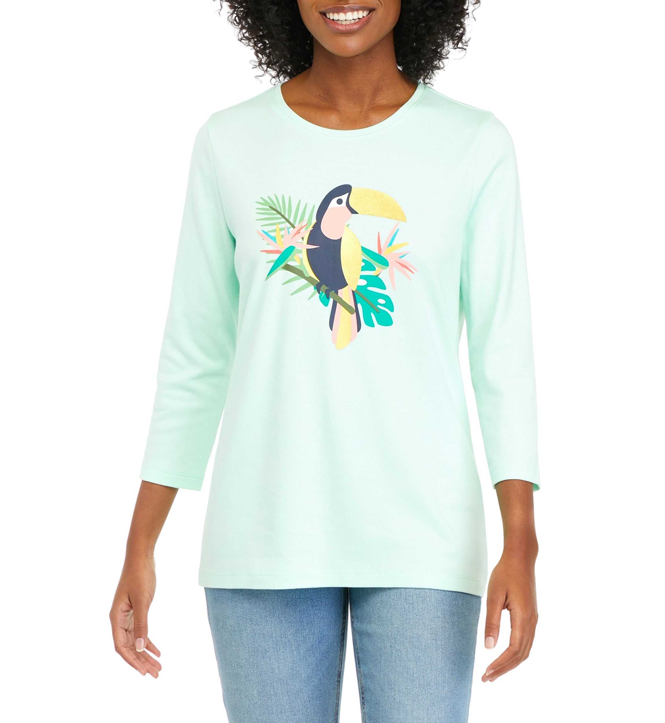Womens 3/4 Sleeve Graphic T-Shirt