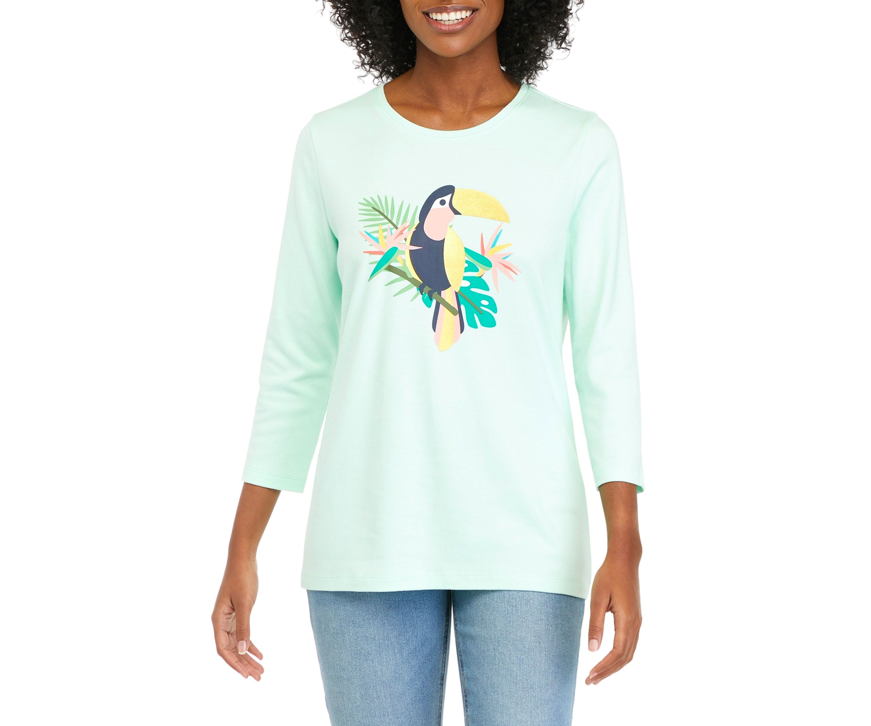 Womens 3/4 Sleeve Graphic T-Shirt