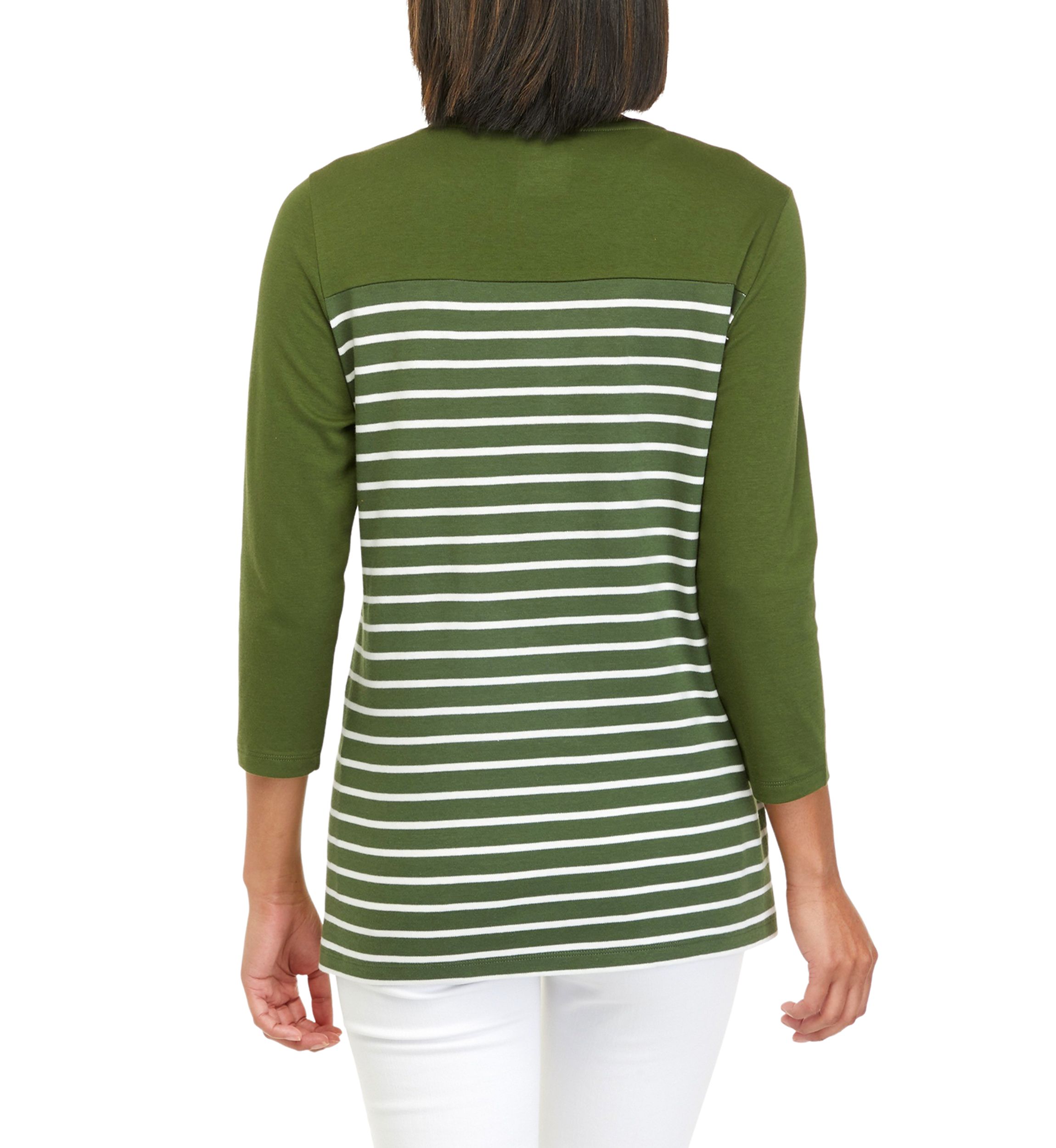 Womens 3/4 Sleeve Crew Neck Graphic Shirt