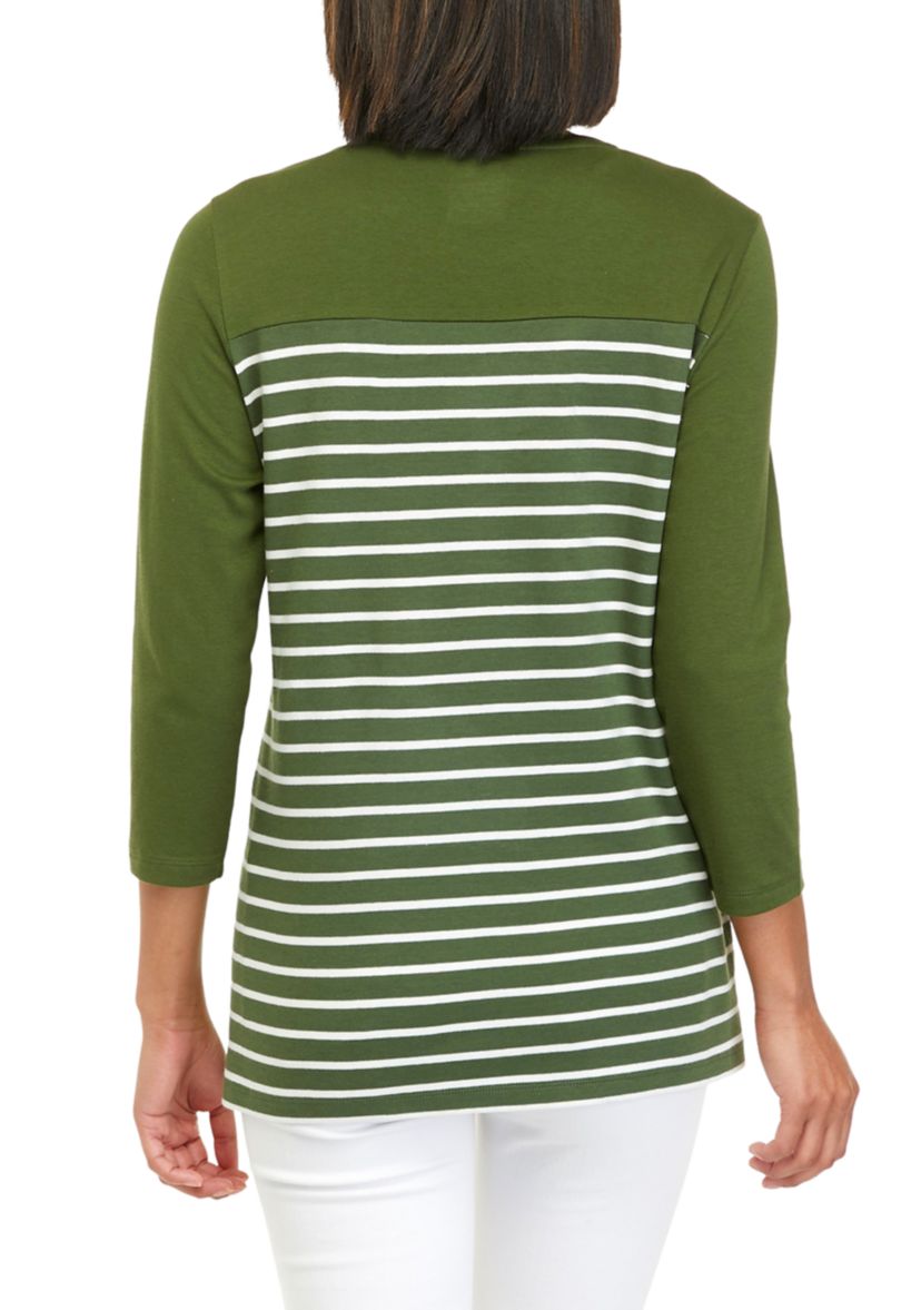 Womens 3/4 Sleeve Crew Neck Graphic Shirt