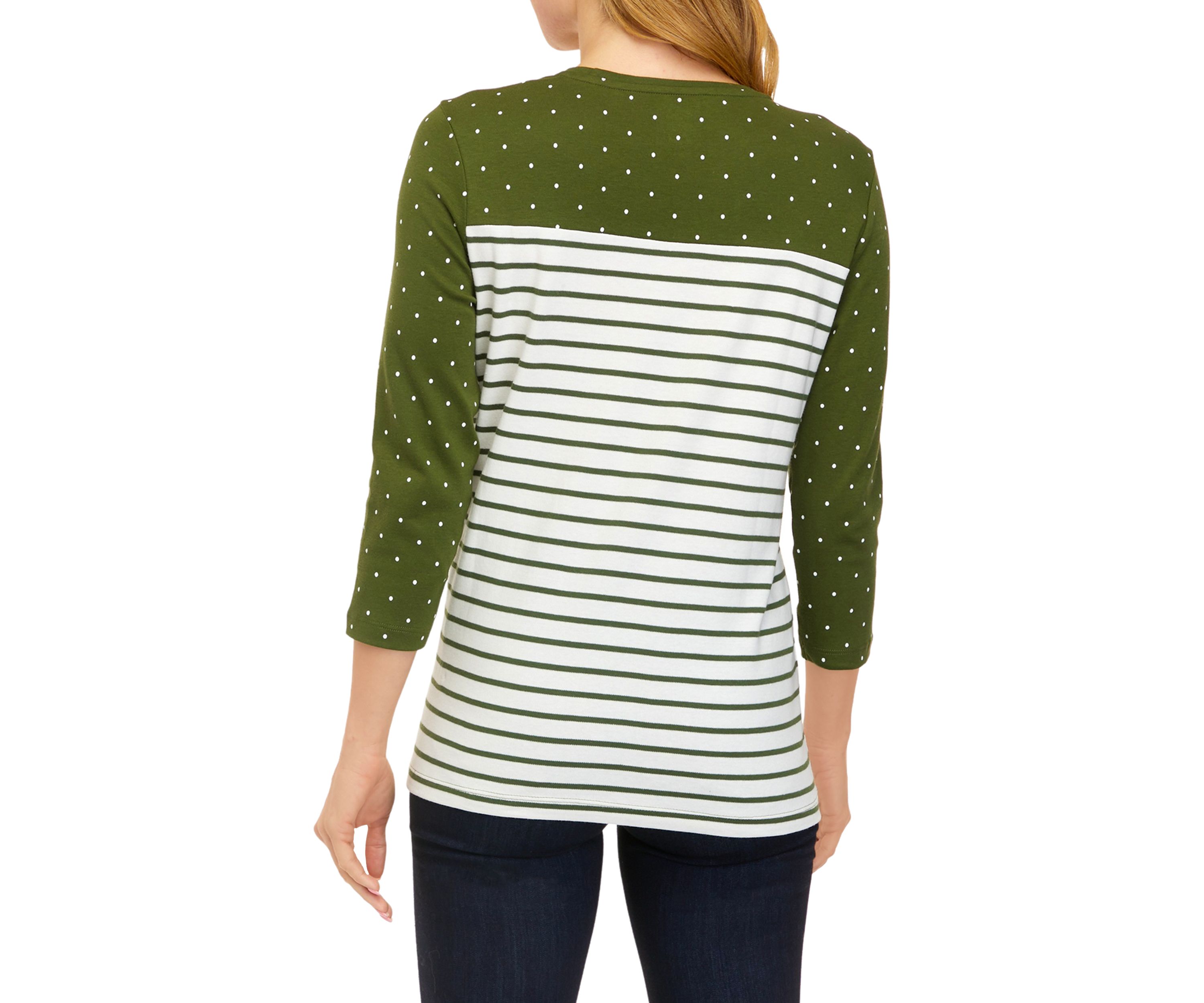 Womens Crew Neck Yoke Graphic Long Sleeve T-Shirt