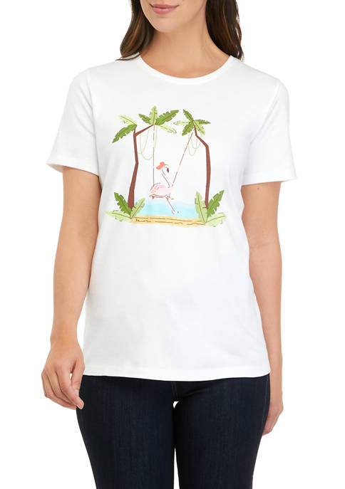Kim Rogers® Womens Short Sleeve Scenic Graphic T-Shirt