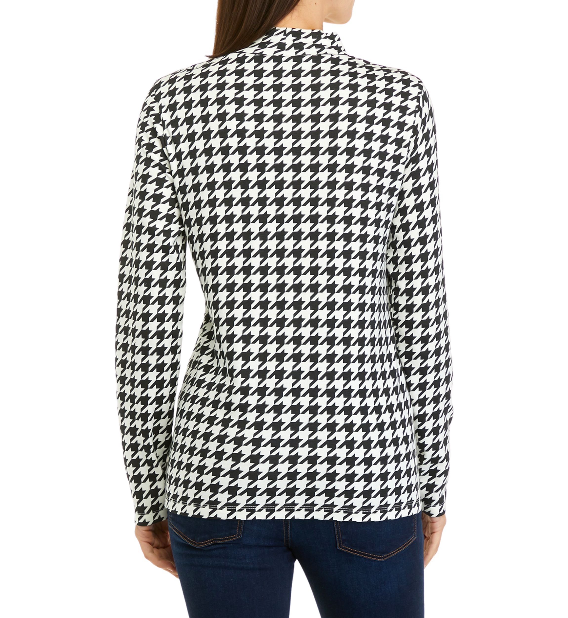 Long Sleeve Mock Neck Allover Print Top