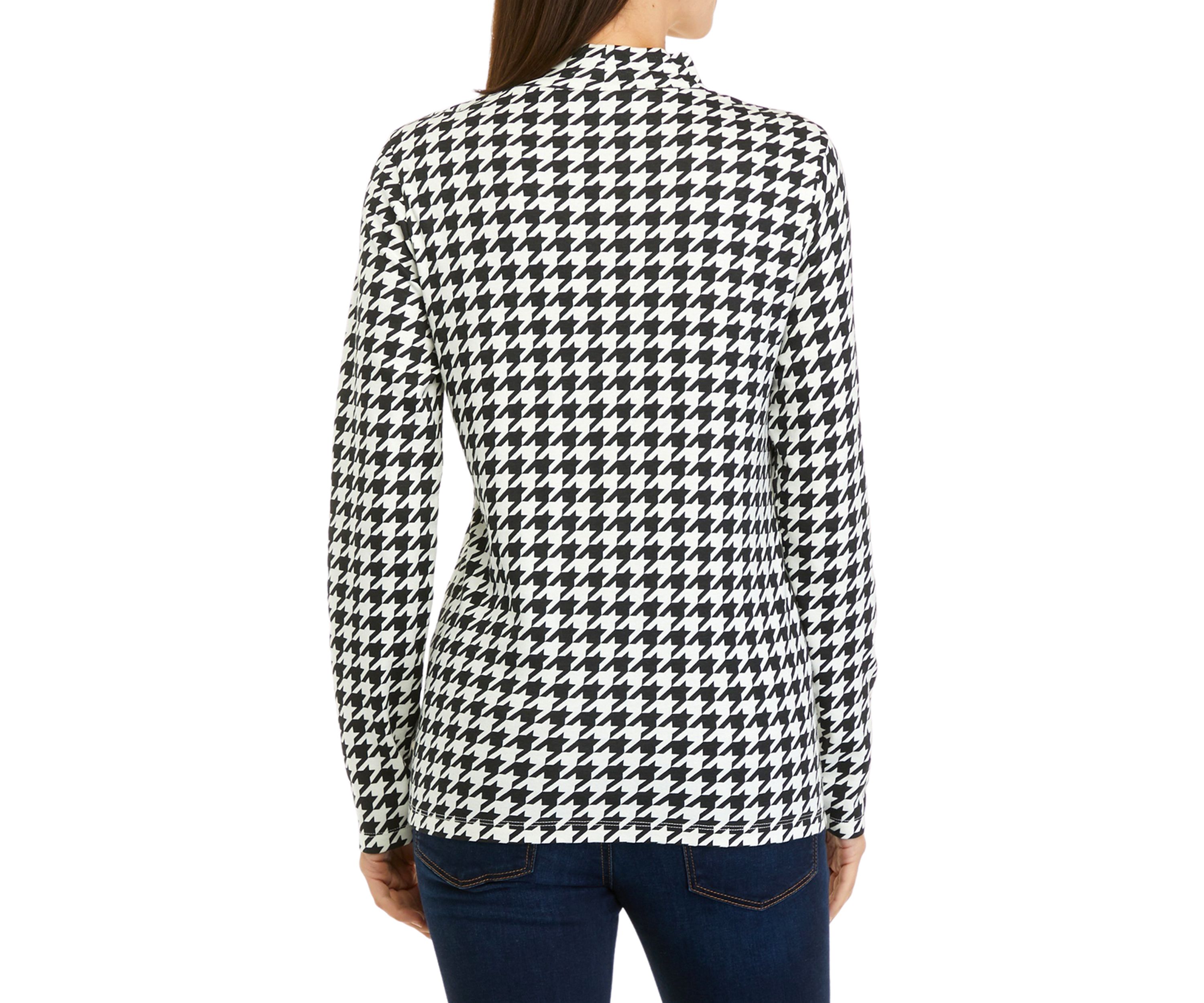 Long Sleeve Mock Neck Allover Print Top
