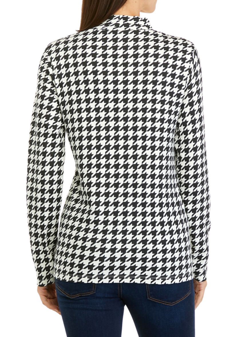Long Sleeve Mock Neck Allover Print Top