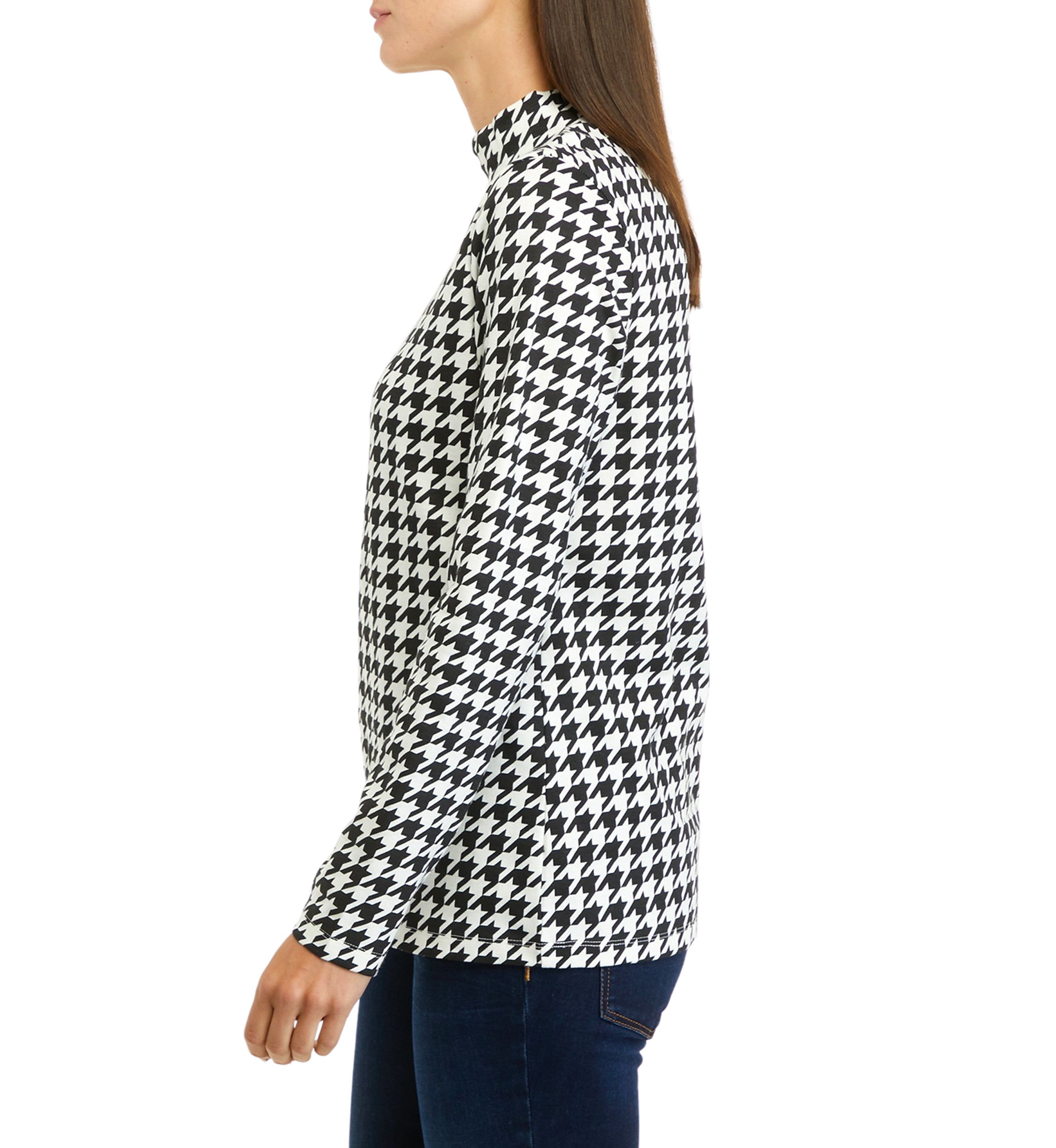 Long Sleeve Mock Neck Allover Print Top