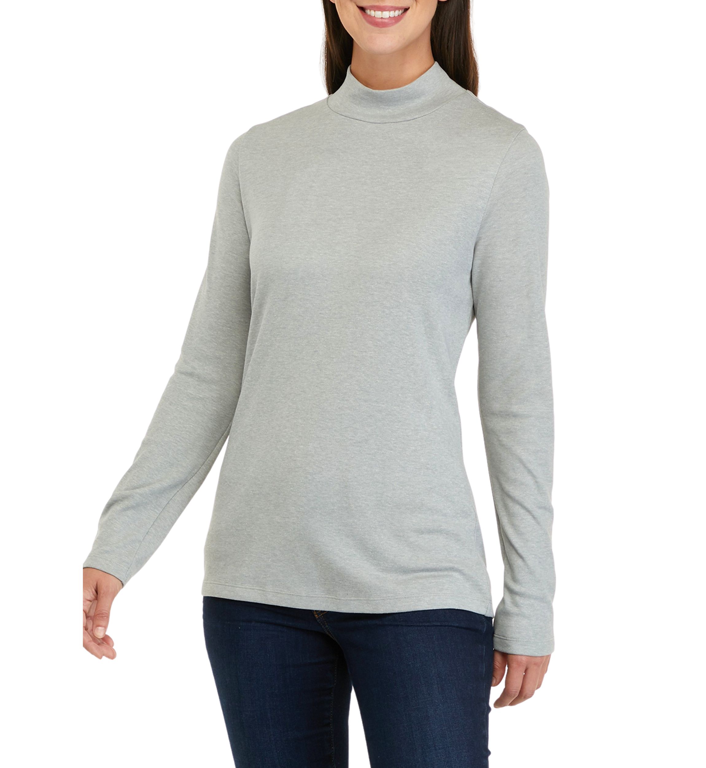 Womens Long Sleeve Mock Neck T-Shirt 