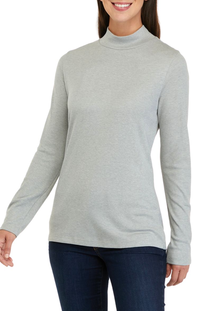 Womens Long Sleeve Mock Neck T-Shirt 