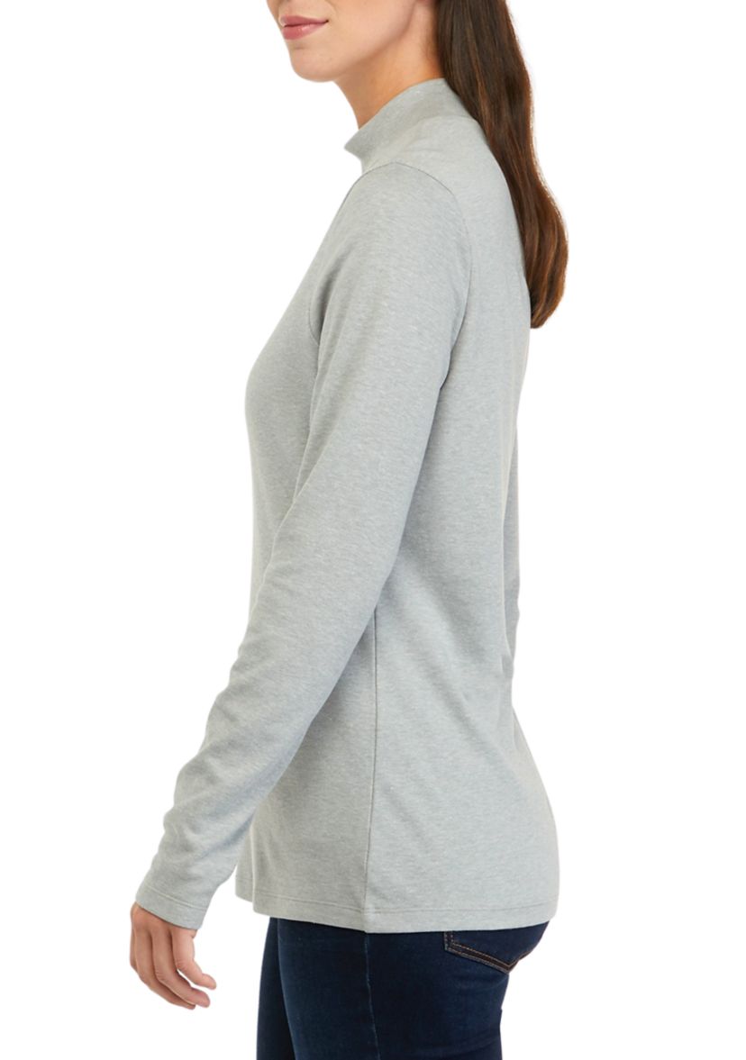 Womens Long Sleeve Mock Neck T-Shirt 